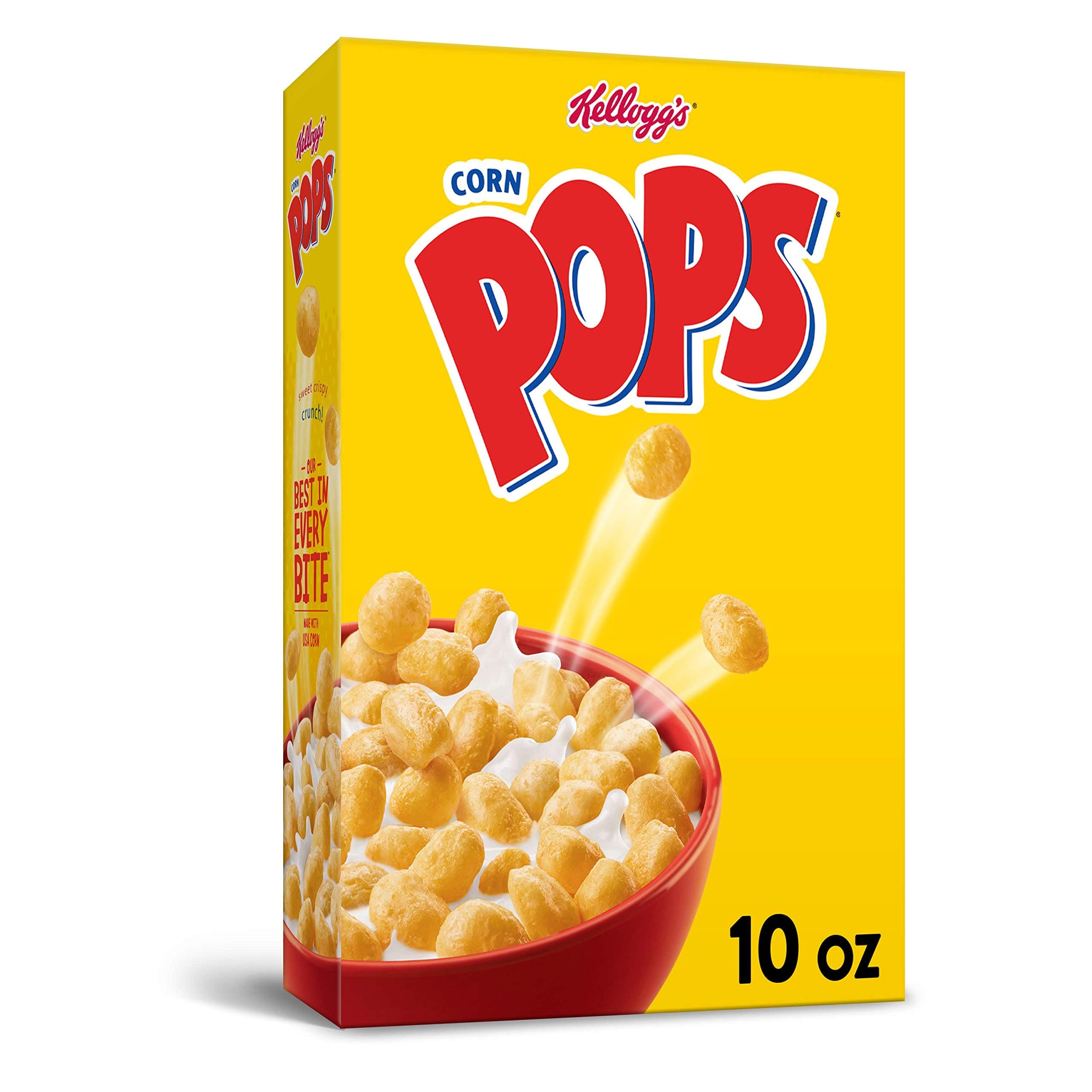 Kellogg's Corn Pops, Breakfast Cereal, Original, Excellent Source of 7 Vitamins and Minerals, 10oz Box(Pack of 8)
