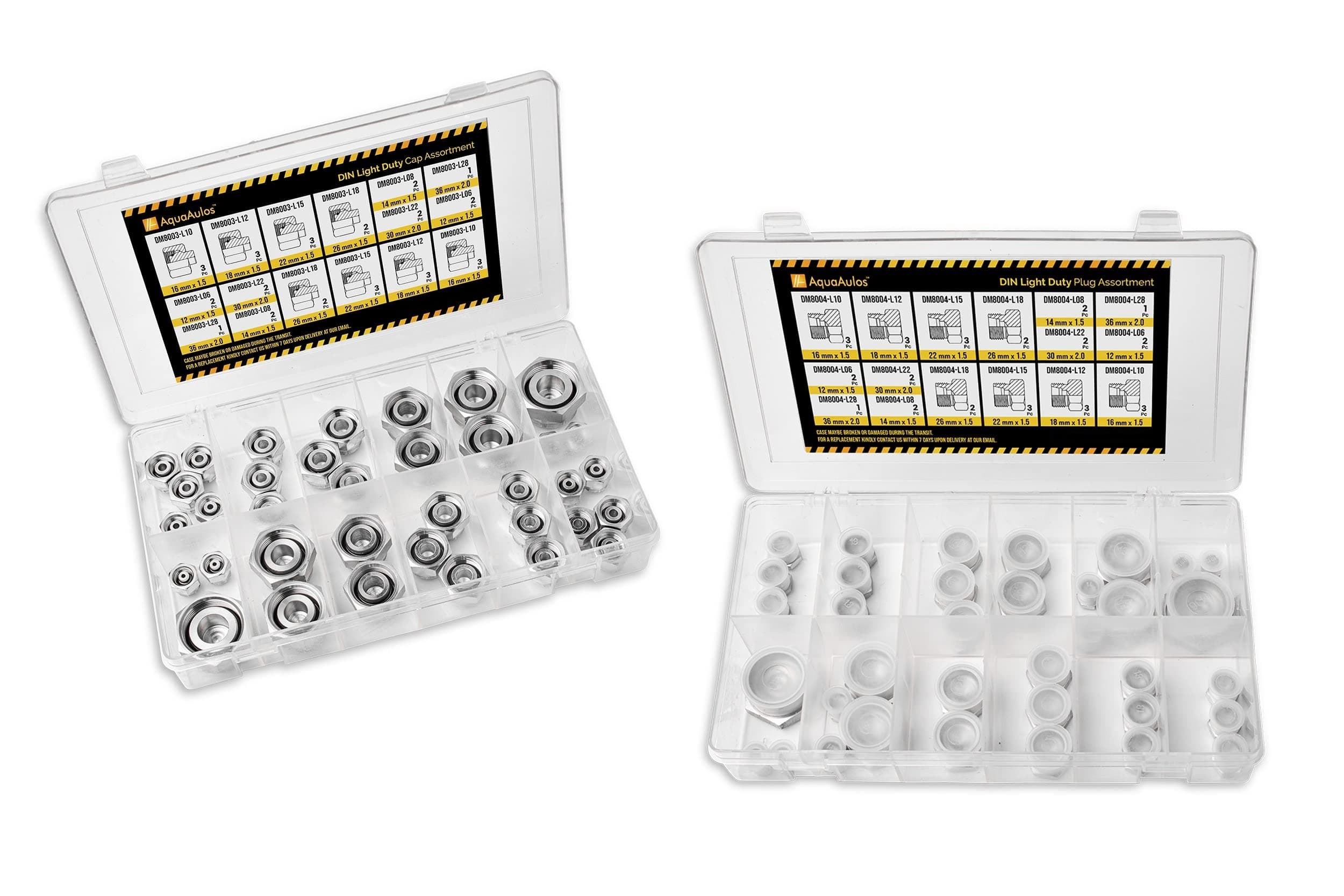 - 72 Pcs. DIN Light Duty Cap & Plug Assortment Hydraulic Adapter Fitting Kit Set, Galvanized Steel with Precision Threading