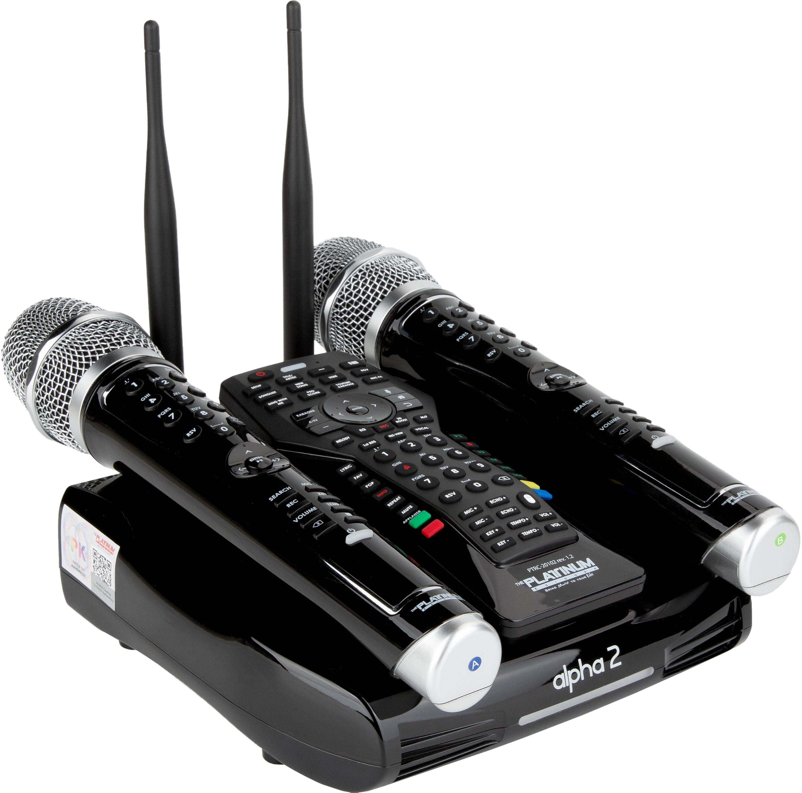 The Platinum Karaoke System for Adults Features Dual UHF Metal Wireless Dynamic Mic,Supports 4K UHD Movie Playback,and Comes preloaded with Over 23K Songs,7K Filipino Tagalog,4K Hindi,and 12K English
