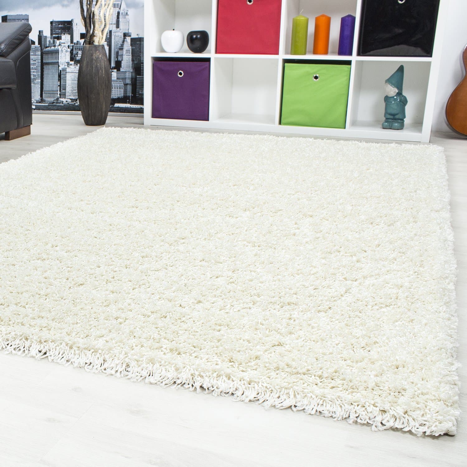 SMALL - EXTRA LARGE SIZE THICK MODERN PLAIN NON SHED LIVING ROOM SHAGGY Rug Cream Size:80x150 cm