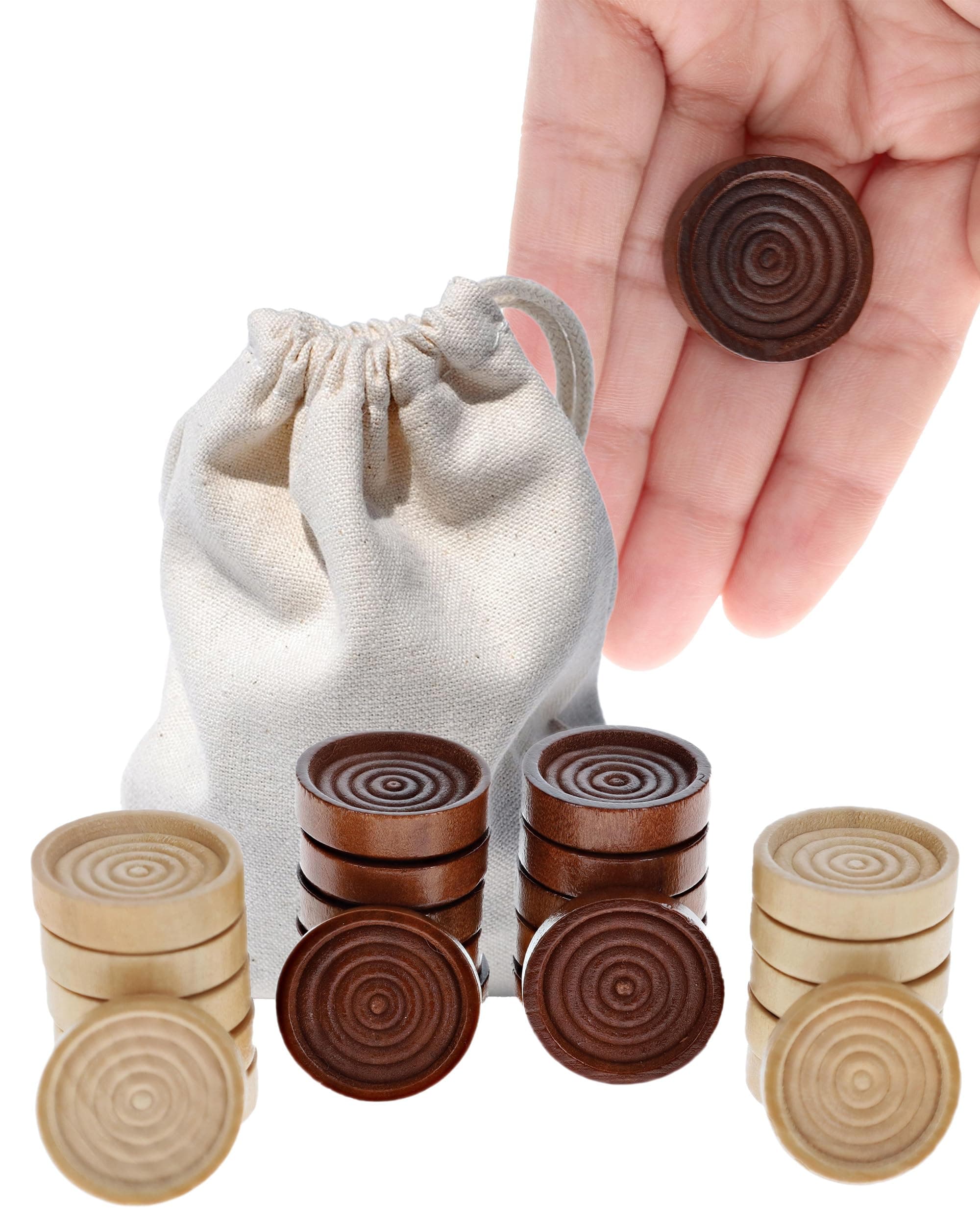 2 Player Game - Checker Pieces Only (Dark Brown, Natural)