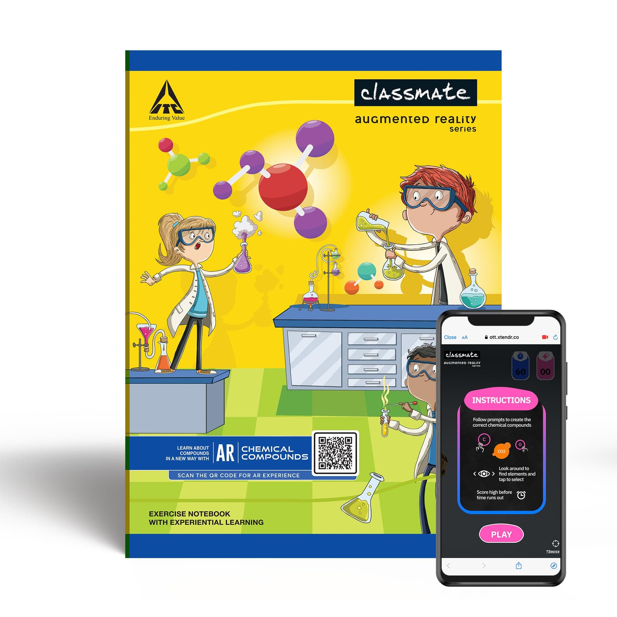 Augmented Reality Notebooks - 240 Pages | Pack of 3 Long Size Unruled Notebooks for School Students | Immersive AR Learning Experience | 29.7cm x 21.0cm | Unruled | Classmate AR Notebook