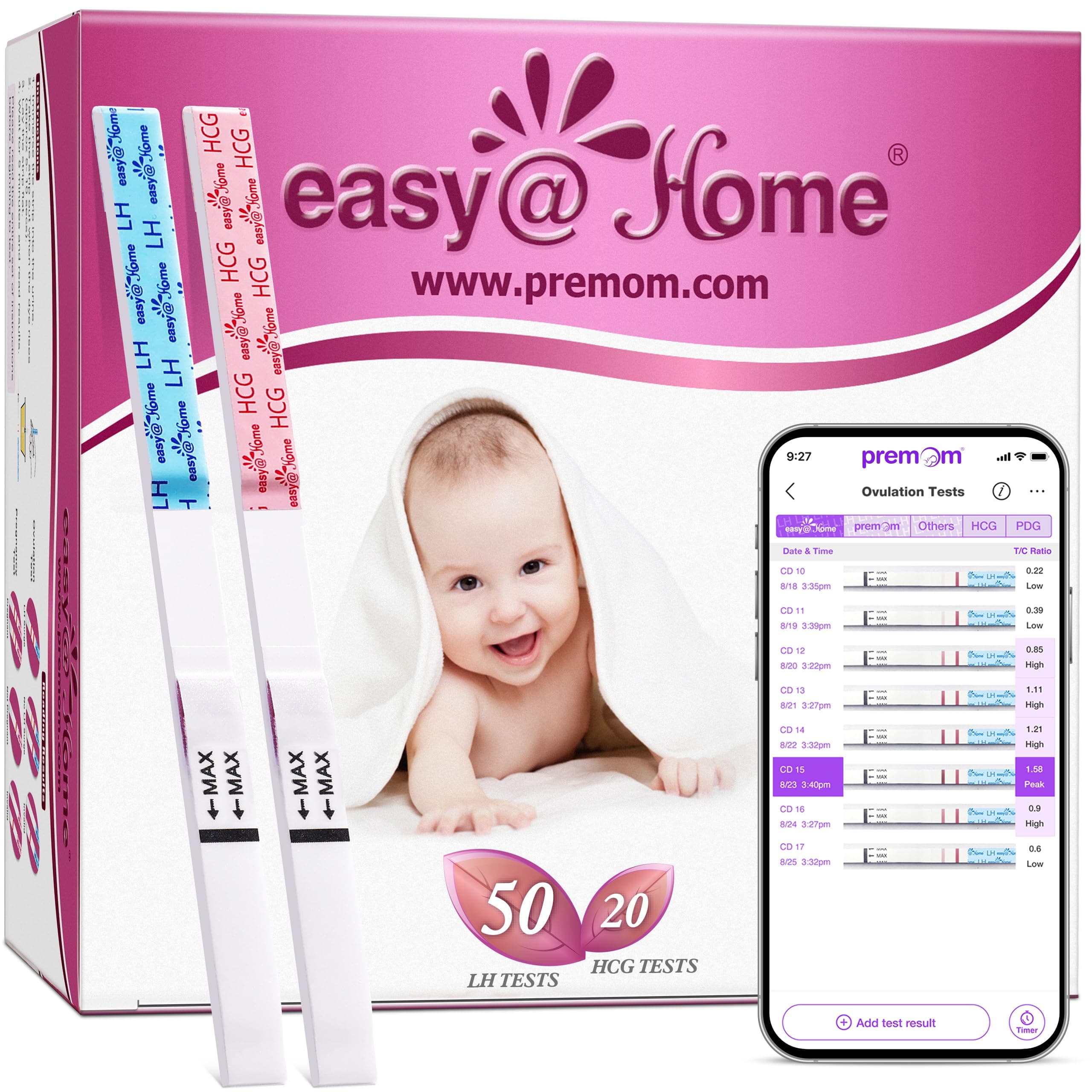 50 Ovulation Test Strips and 20 Pregnancy Test Strips Kit - The Reliable Ovulation Predictor Kit (50 LH + 20 HCG)