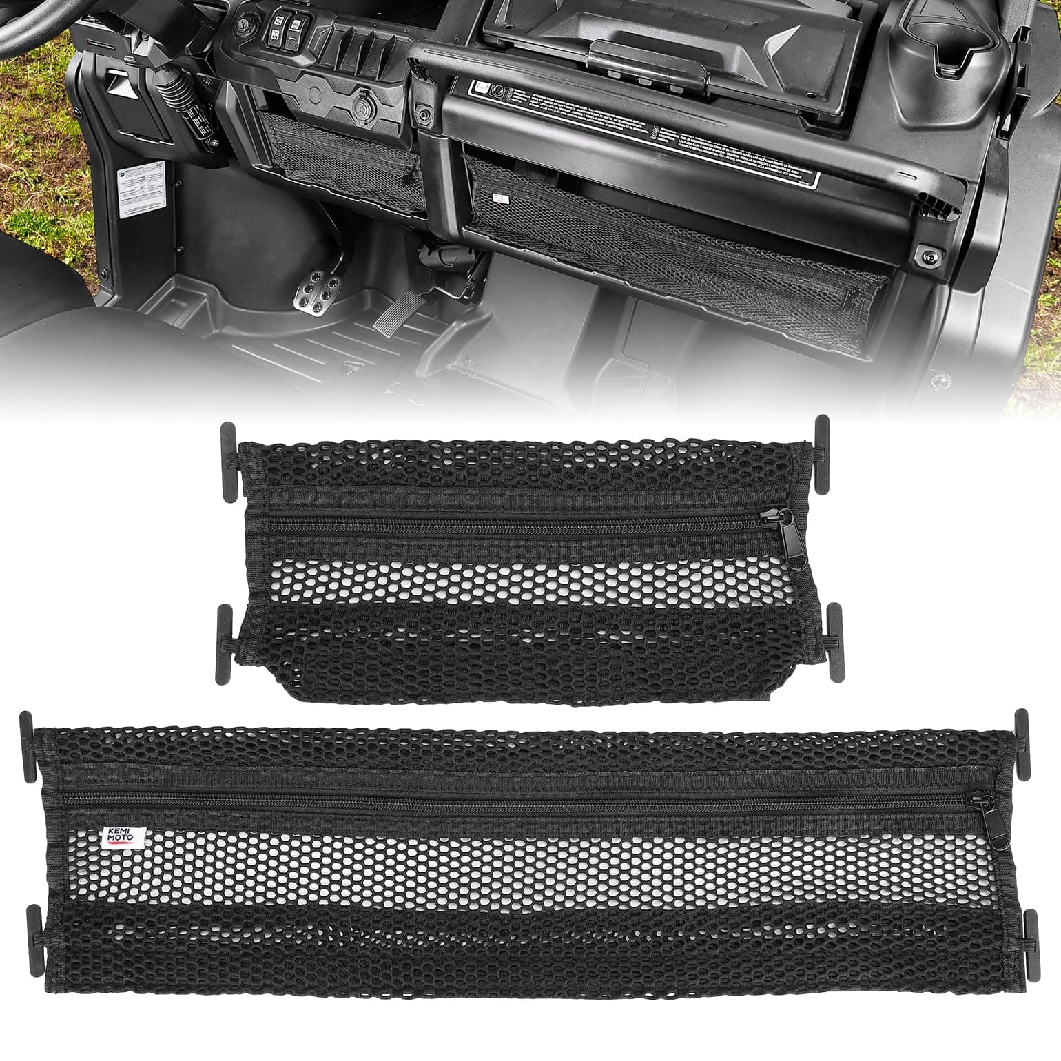 KEMIMOTO Dash Storage Nets 2pcs, Compatible with Can-Am Defender & Defender MAX, Dashboard Storage Nets OE Replace 715003129