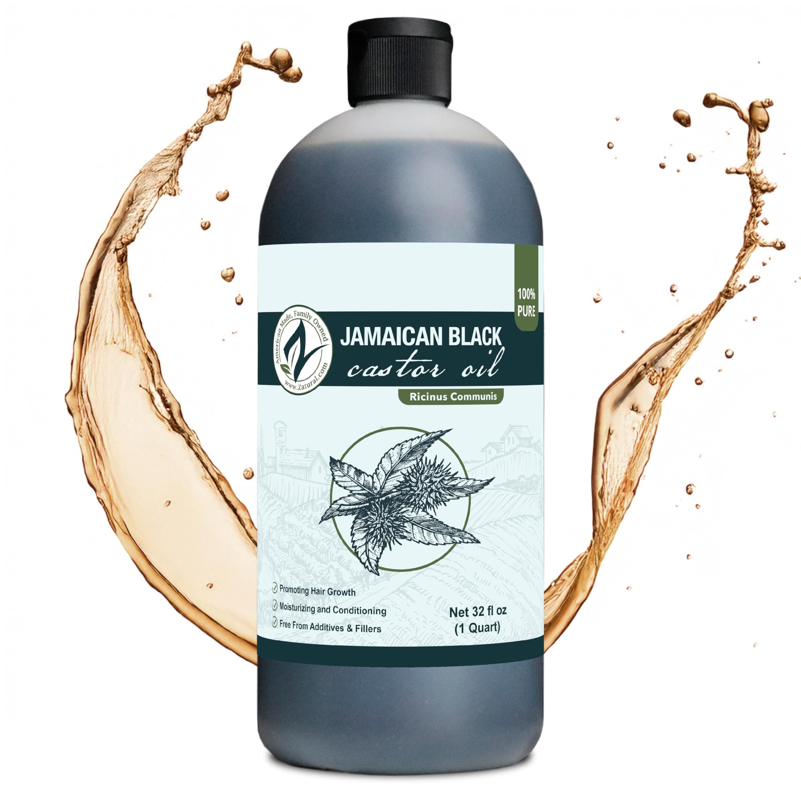 Zatural Black Castor Oil_100% Pure Tropic Jamaican Black Castor Oil (32 Ounce)