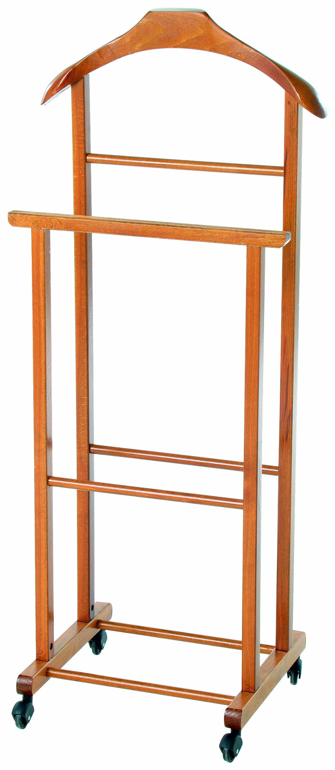 Valsecchi Double Valet with Wheels, Wood, Walnut, One Size