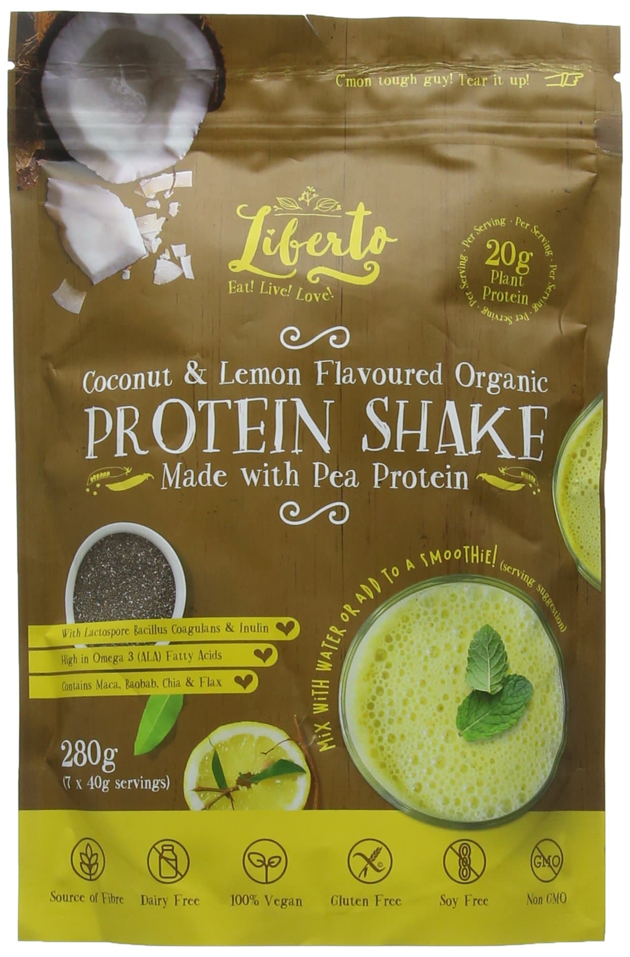 Liberto Organic Protein Shake, Coconut/Lemon