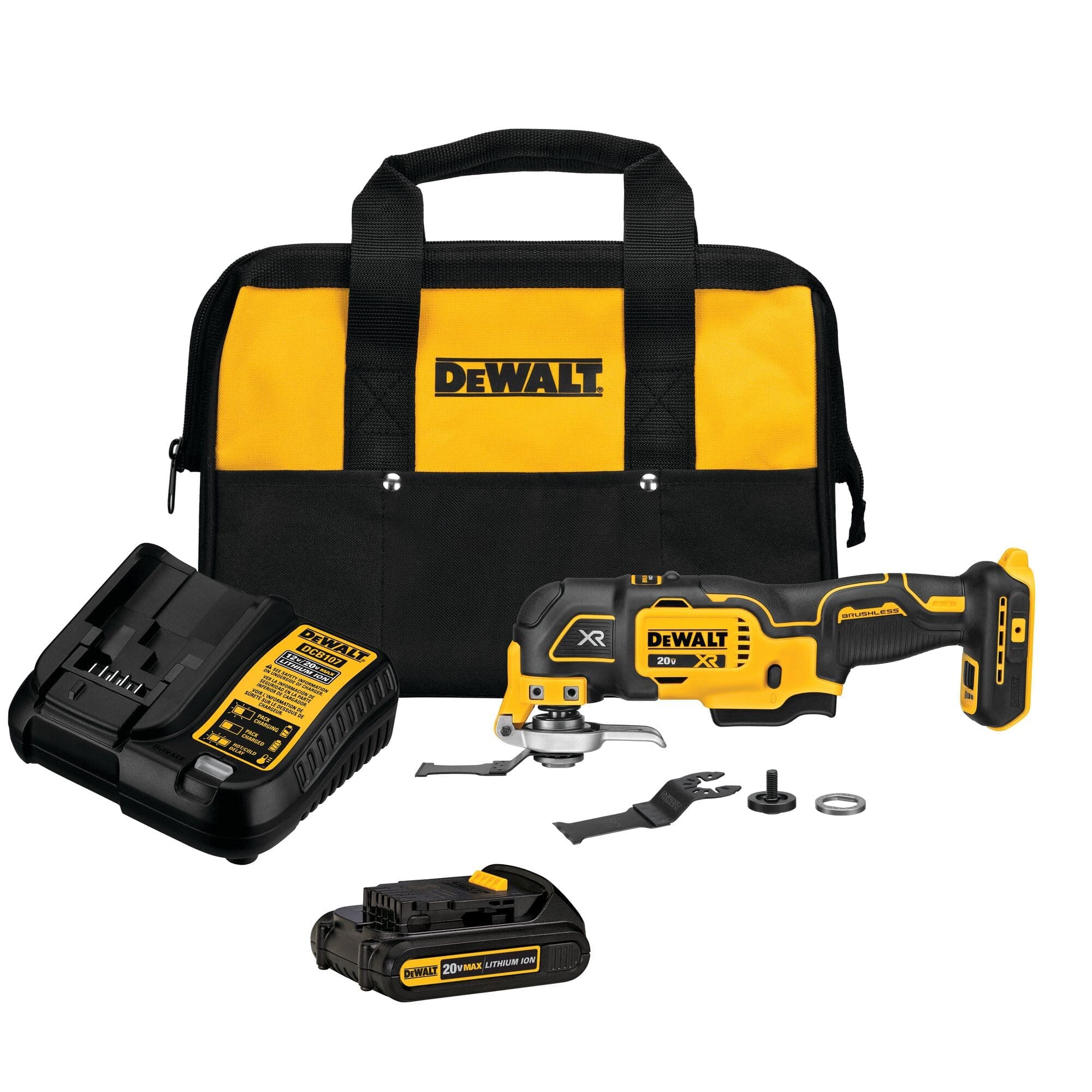 DEWALT 20V MAX XR Oscillating Tool Kit with Blades, 3 Speed Cordless Brushless Multitool, Up to 20,000 OPM, LED Light, Battery and Charger Included (DCS356C1)