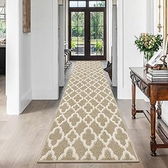 SHACOS Long Hallway Runner 60 x 240 cm Non Slip Washable Beige Narrow Rug Mat for Kitchen and Entryway