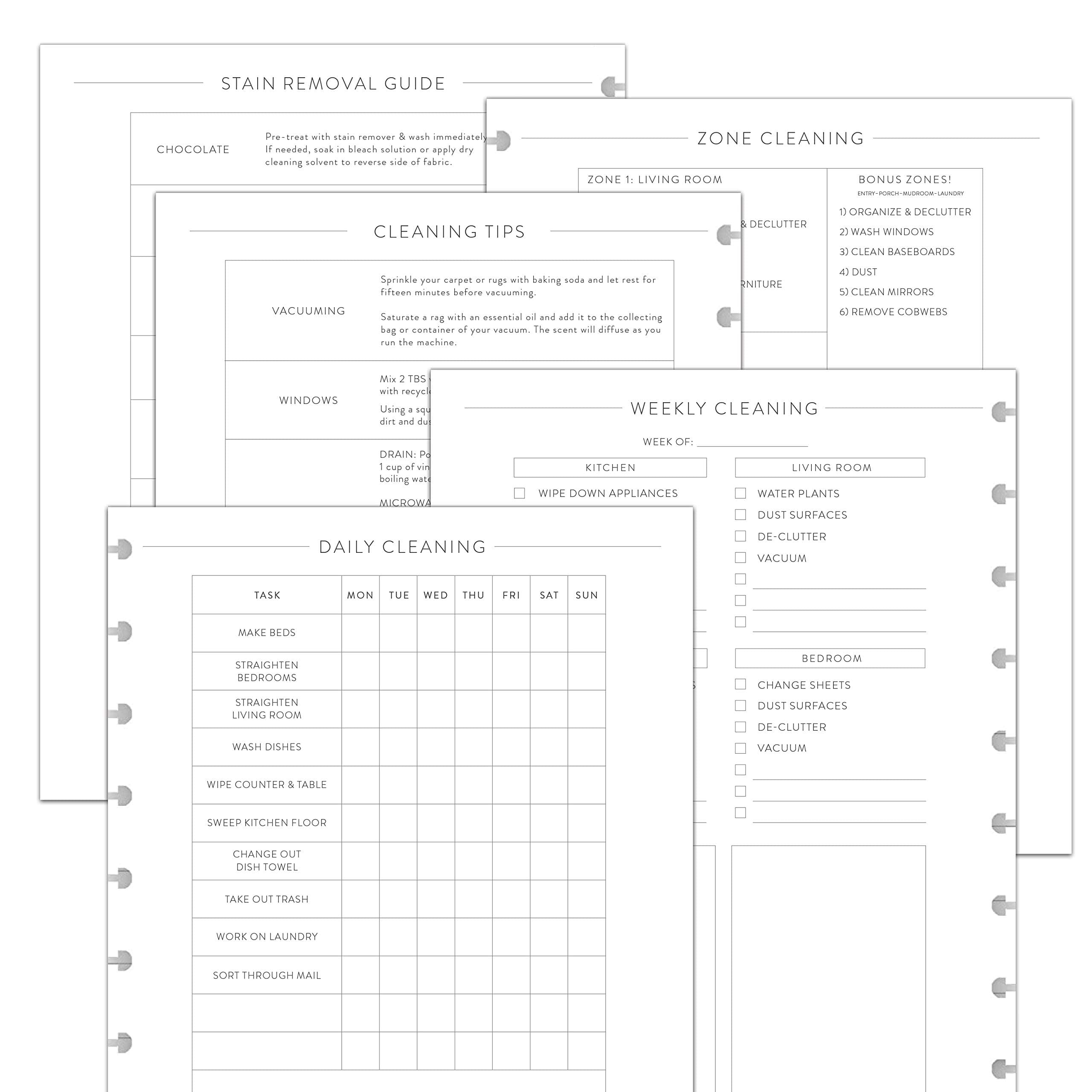 BetterNote Cleaning Plan Refill for Discbound Notebook, Daily and Weekly Lists, 6 Month Supply, Fits Happy Planner, Levenger Circa, Staples Arc, TUL (9-Disc, 7"x9.25")