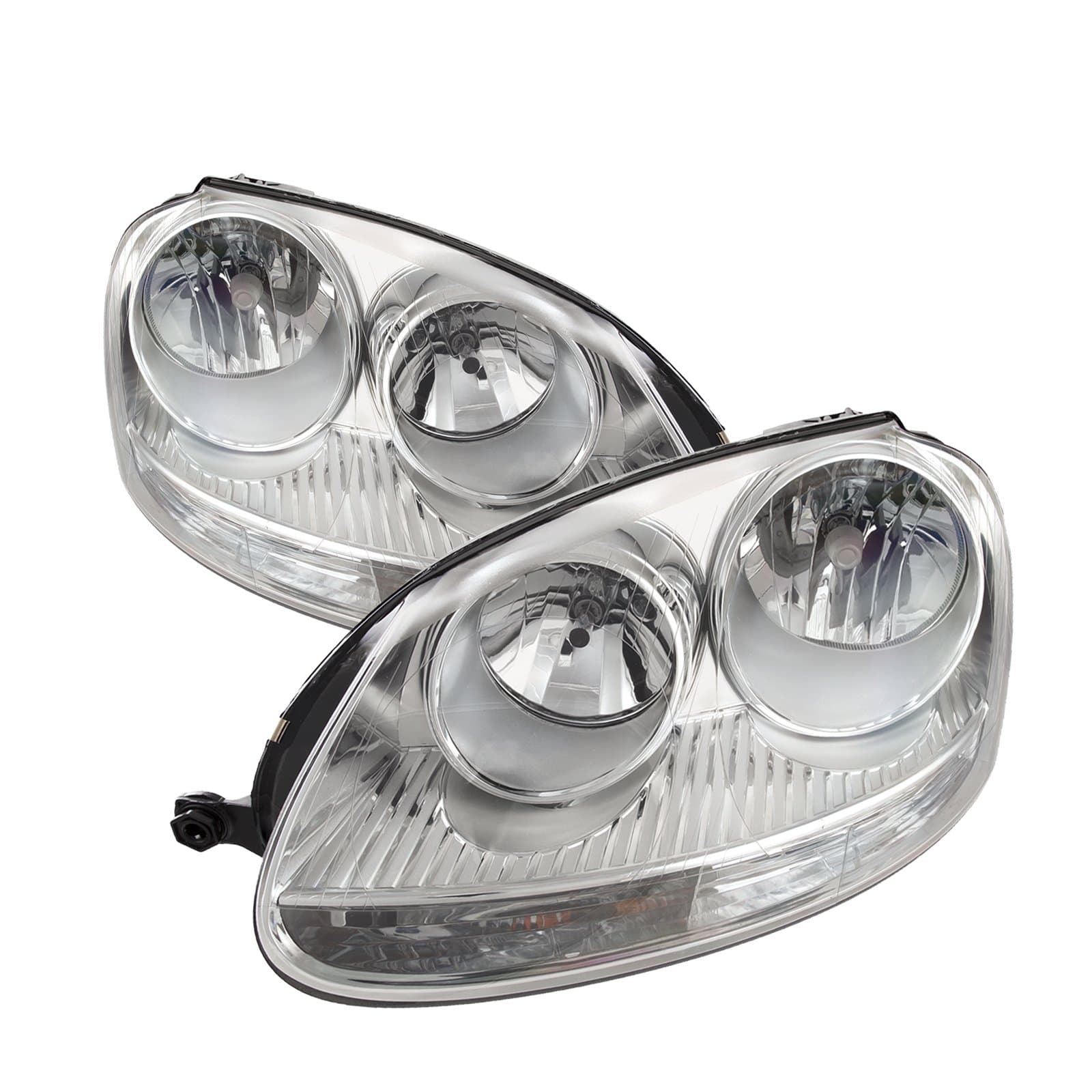 PERDE Compatible with 2005-2010 Volkswagen Jetta Type 5 Wagon GTI Headlights Chrome Housing Halogen Includes Left Driver and Right Passenger Side Headlamps