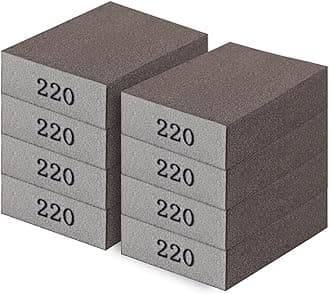 Romeda 8-Pack Sandpaper Block, 220 Grits Washable and Reusable Handmade Sanding Sponge, Drywall Sandpaper Blocks for Wooden Drywall Sheetrock and Metal Glazing