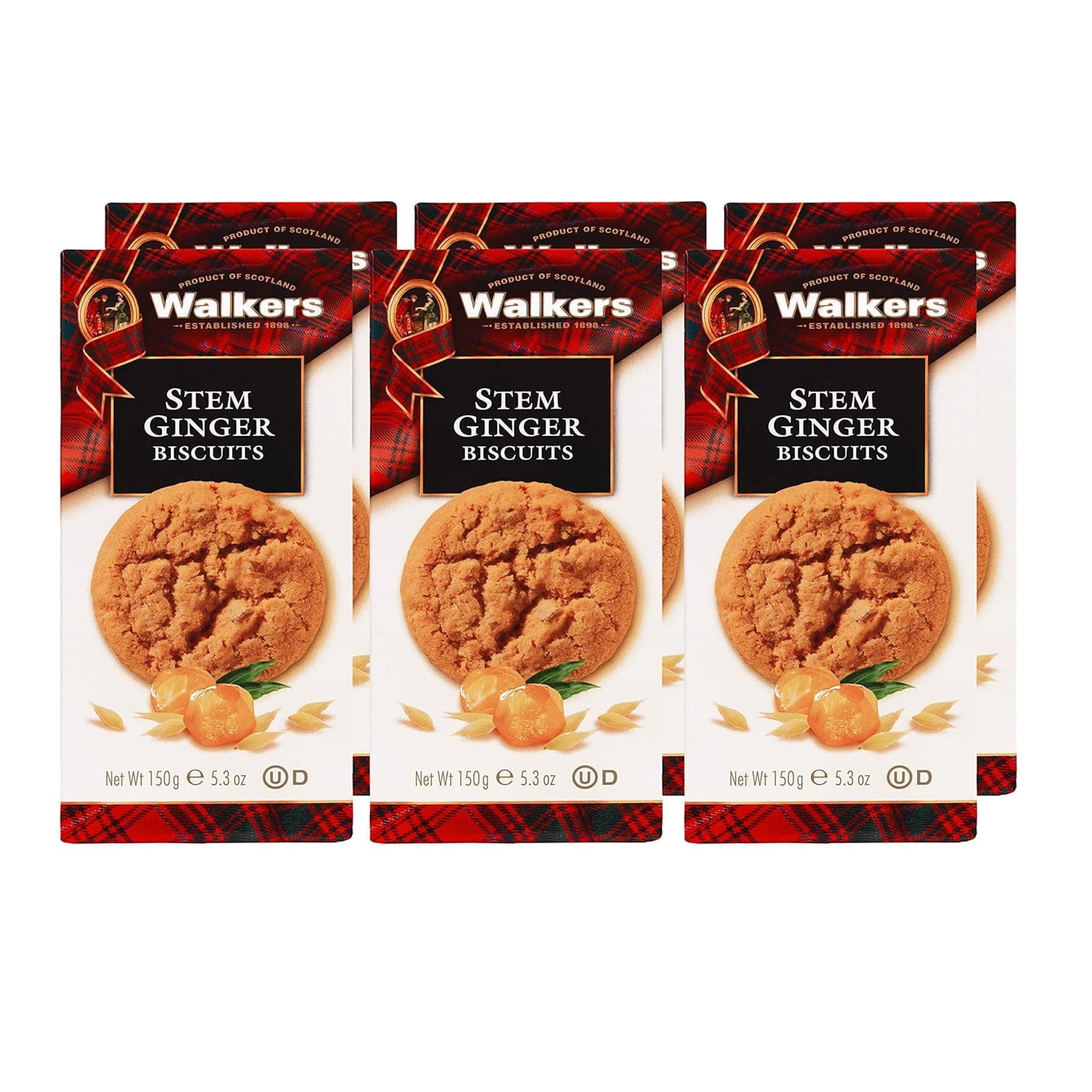 Shortbread Stem Ginger Biscuits, Scottish Cookies, 5.3 Oz (Pack of 6)