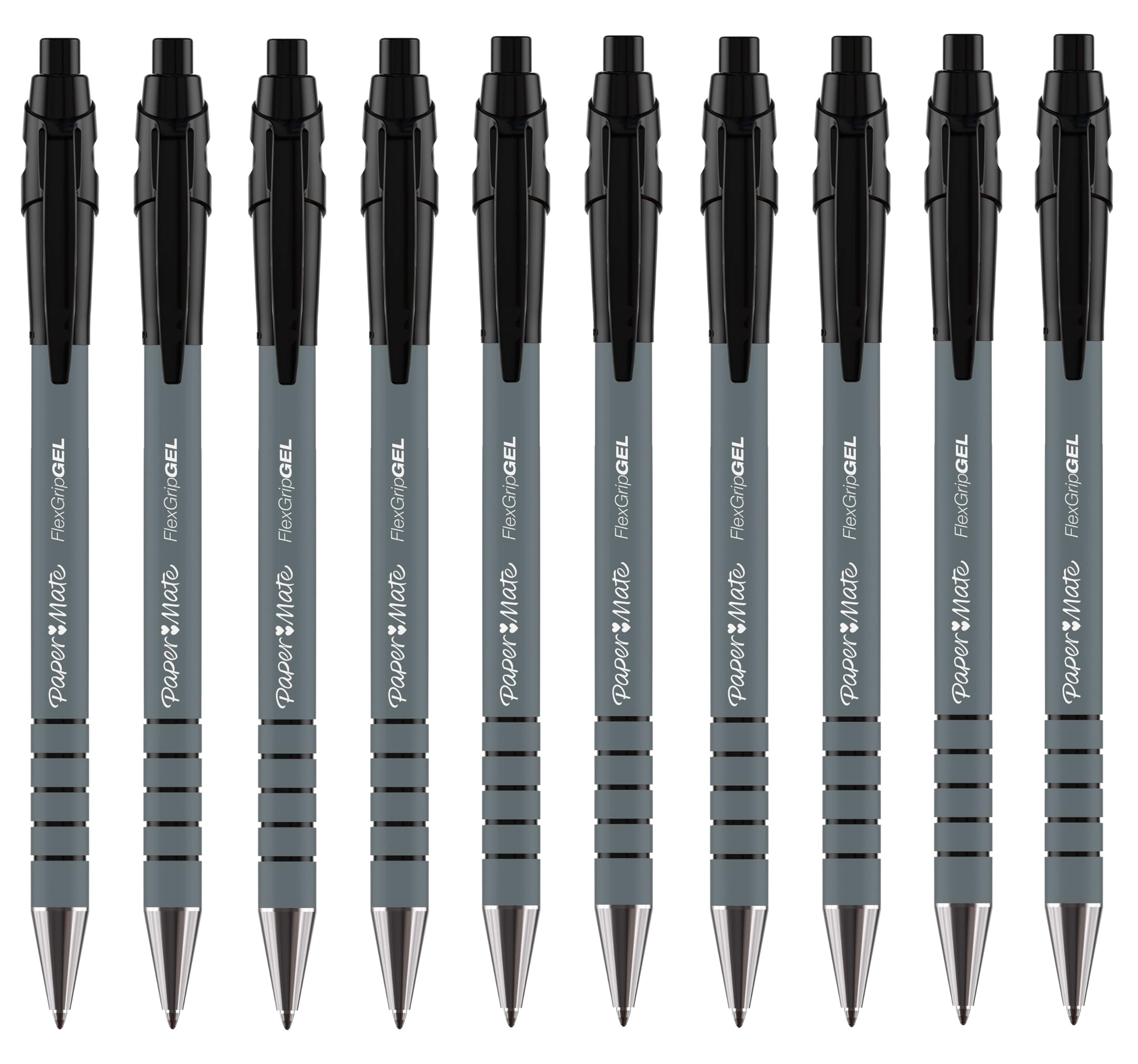 FlexGrip Gel Retractable Pens | Medium Point 0.7mm | Black Ink | Pack of 10