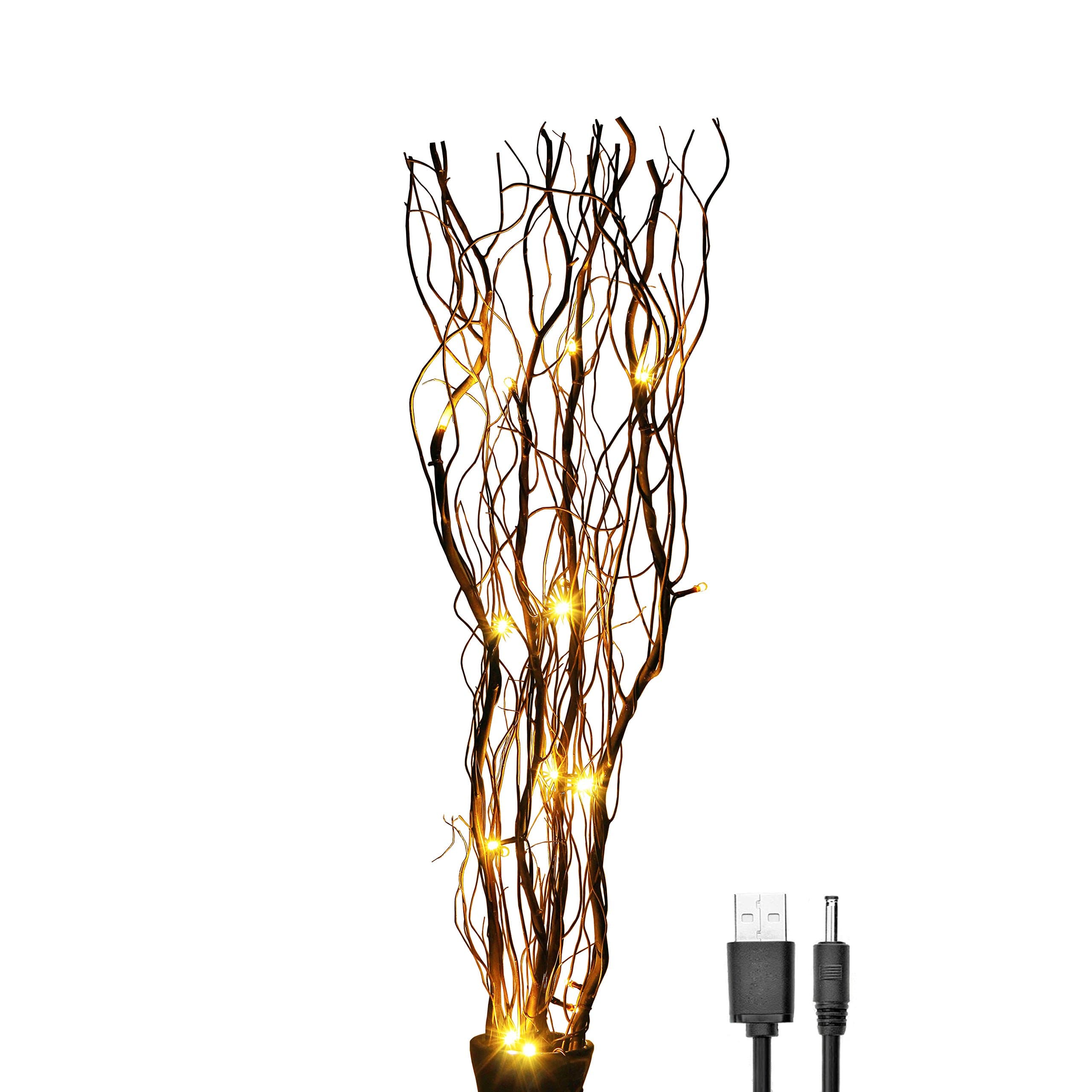 Lightshare 16W All-Natural Twig, Brown, Battries Powered, Optional USB Plug-in Powered