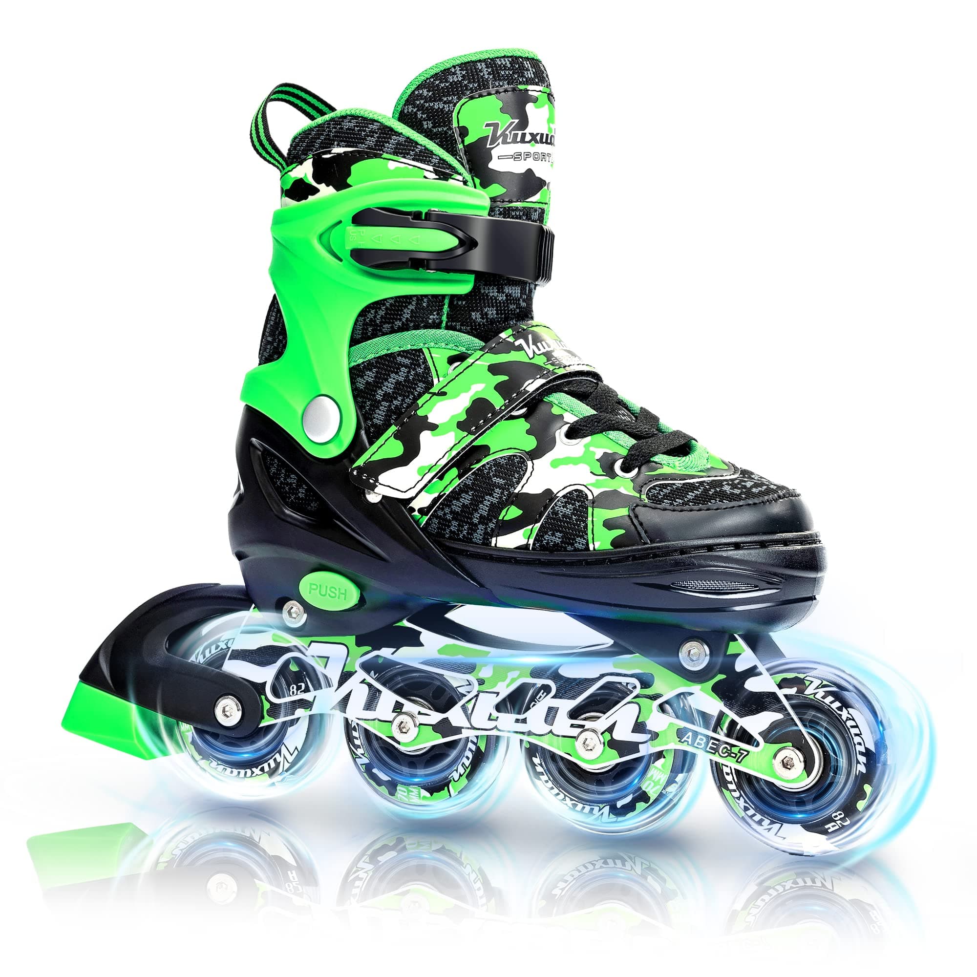 Kuxuan Boys Adjustable Inline Skates with Light up Wheels, Fun Illuminating Skates for Kids Girls Youth