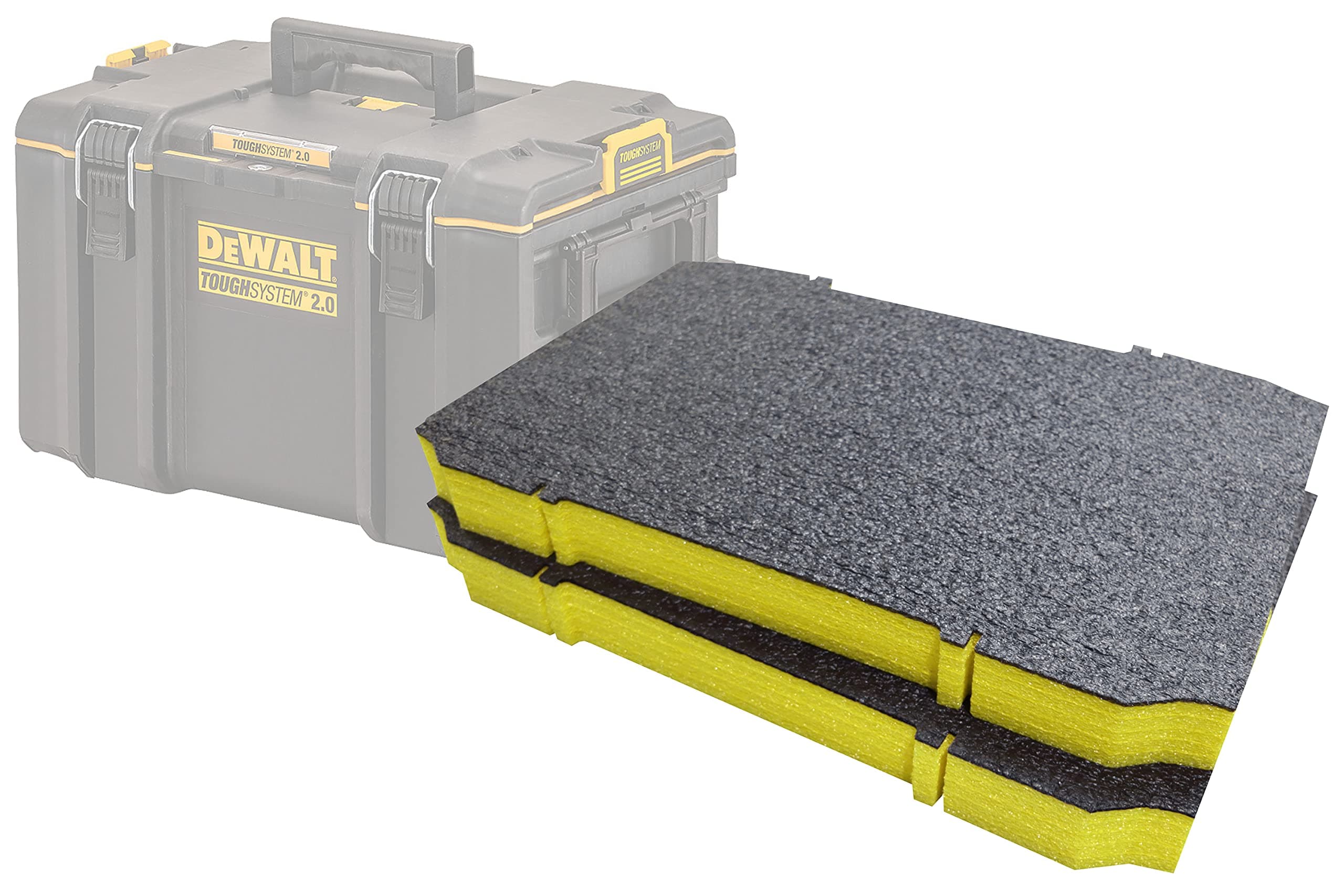 – Shadow Foam ToughSystem 2.0 Toolbox Foam Inserts [Twin Pack] Cut and Peel Foam Inserts for DeWalt ToughSystem 2.0 Toolboxes | Tool Organisation, Kaizen, 5s, Tool Storage & Storage Boxes (50mm, Yellow)