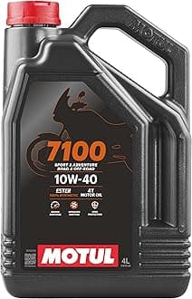 Motul 7100 4T 10W-40 Full Synthetic Motorcycle Oil - Ester Technology - API SP JASO MA2 Wet Clutch Safe - Engine and Gearbox Protection for Street Sport Adventure 4 L