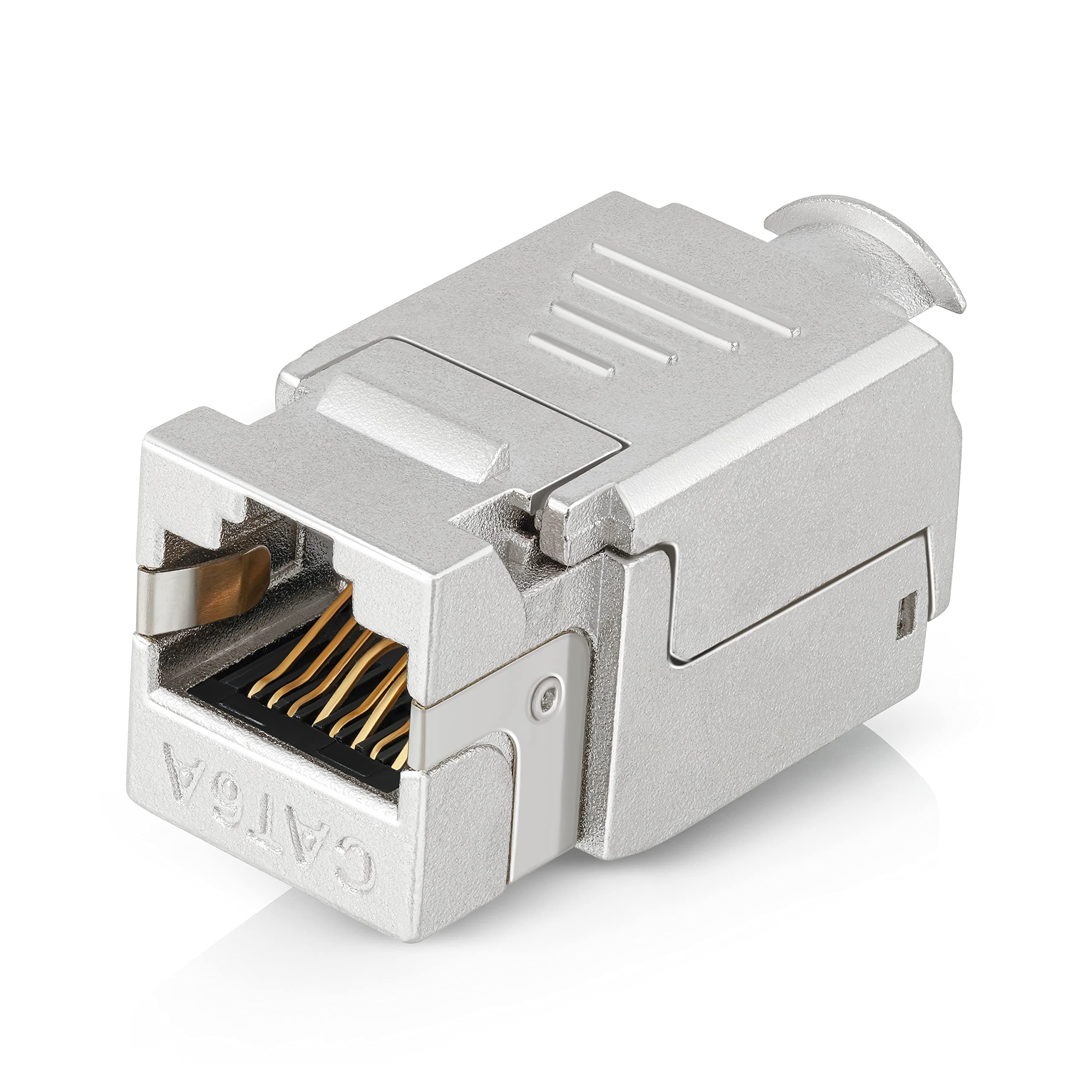 RJ45 Shielded Keystone Jack - 24-Pack - Slim Profile, 90 Degrees, F/STP Female Connector - Tested for CAT5e, CAT6, CAT6A, CAT7 - up to 10GB Speed
