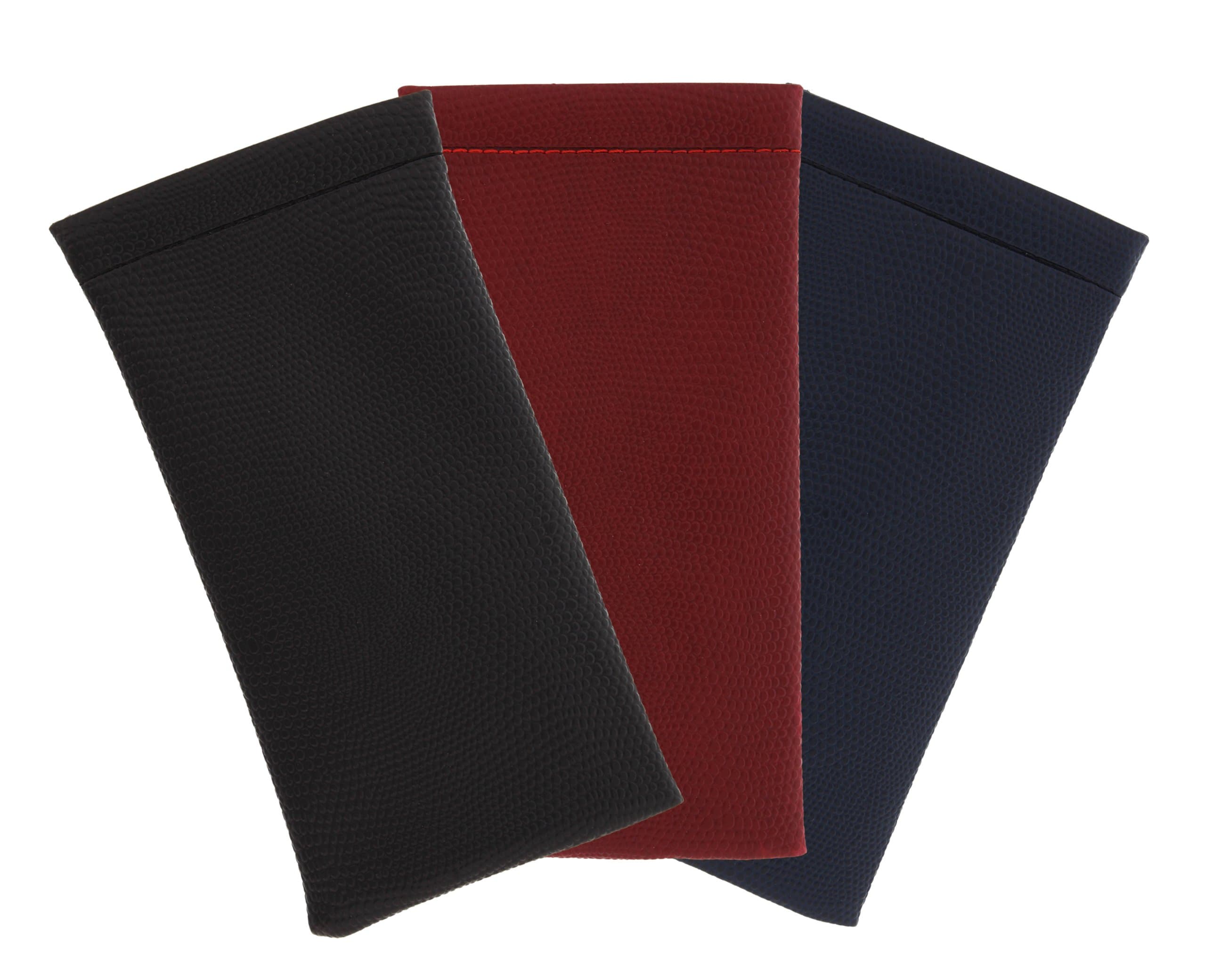 3 Pack Snake Skin Spring Top Eyeglass Case For Men & Women, Black/Red/Navy