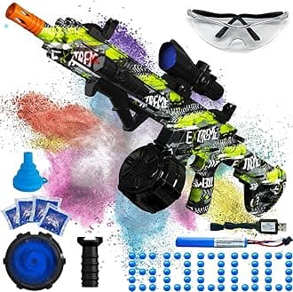 Electric Gel Ball Blaster, High Speed Automatic Splatter Ball Blaster with 60000+ and Goggles, Rechargeable Splatter Ball Toys for Outdoor Activities Shooting Game Party Favor-Camouflage Green