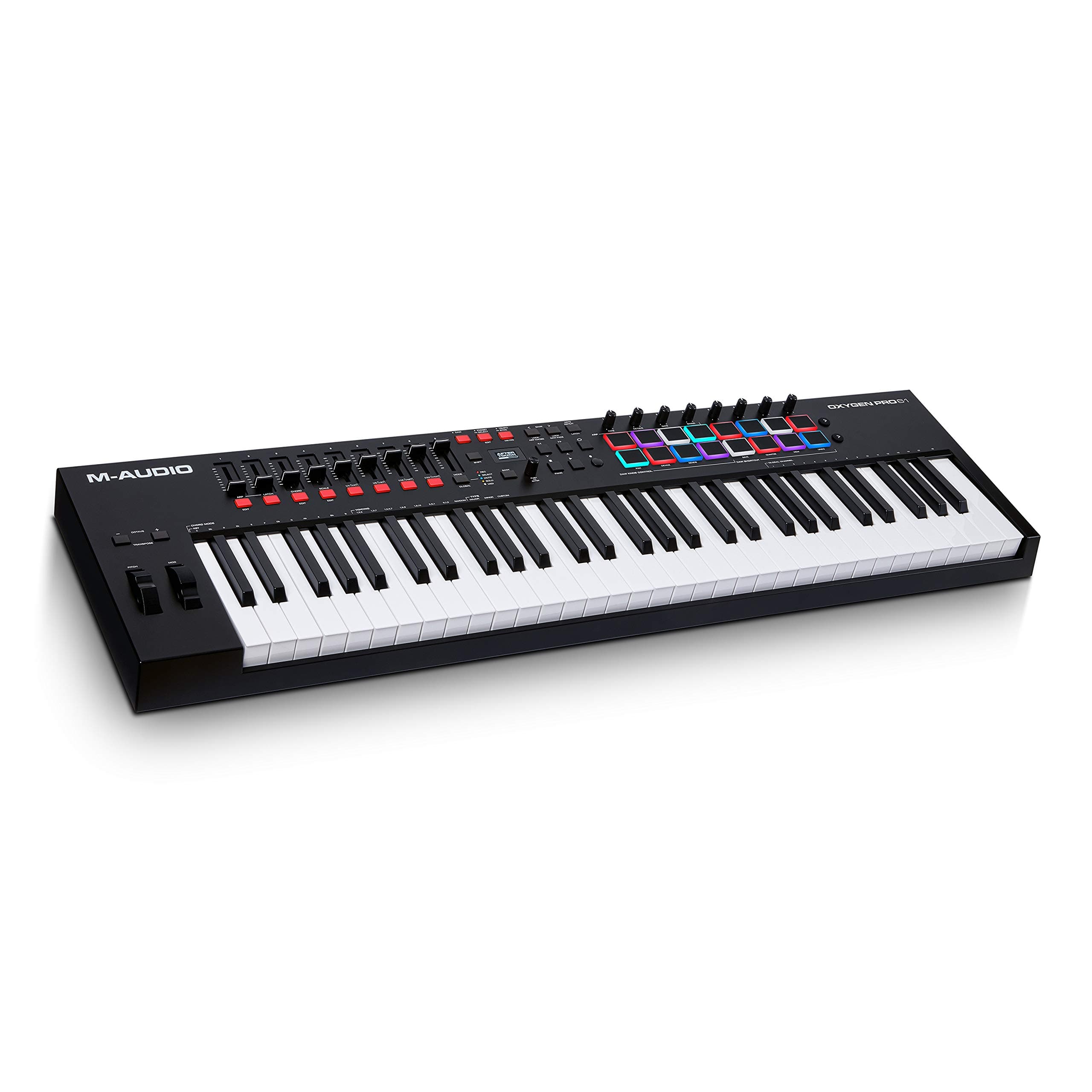 M-AUDIO Oxygen Pro 61 Key USB MIDI Keyboard Controller With Beat Pads, MIDI-assignable Knobs, Buttons and Faders, and Native Instruments Sound Package (NKS Integration)