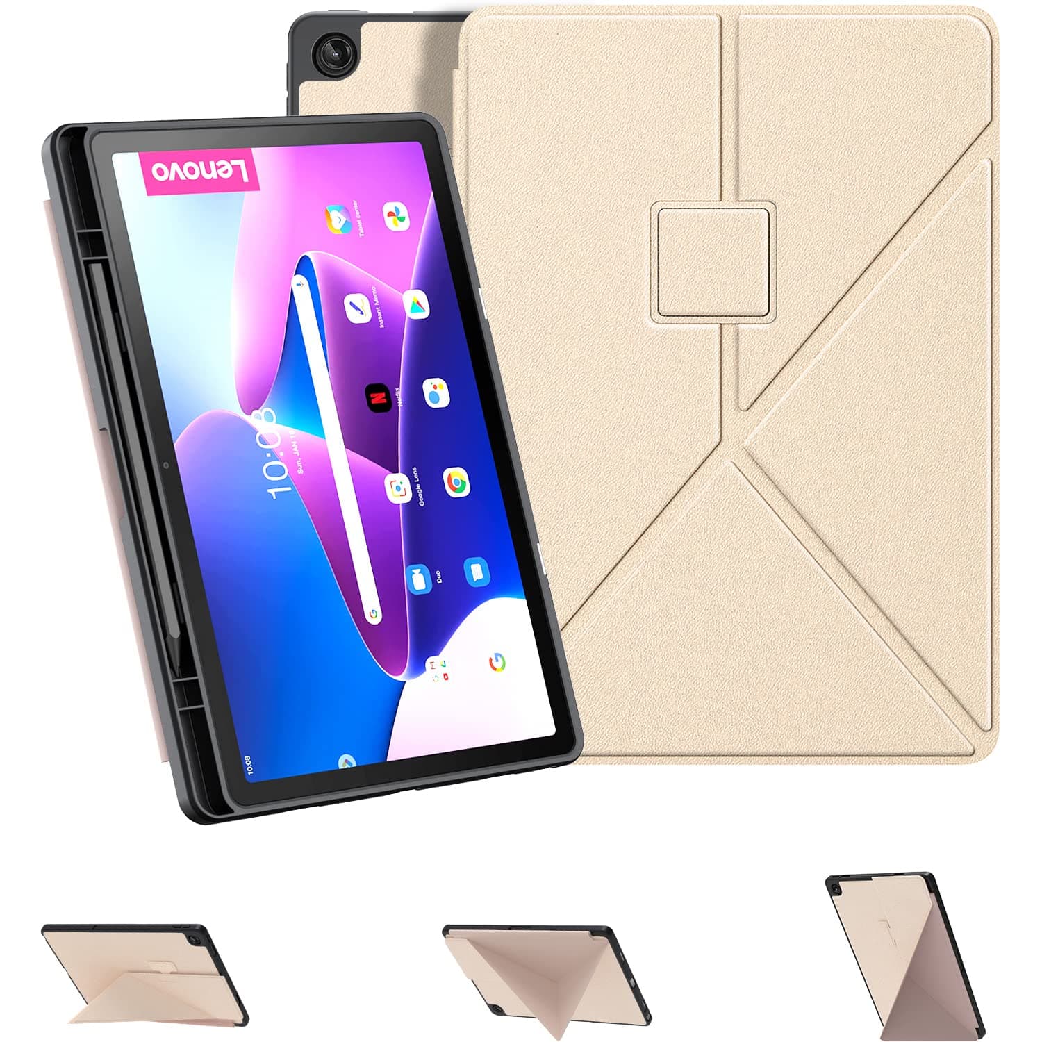 E NET-CASECase for Lenovo Tab M10 Plus (3rd Gen) 10.6" 2022, Vertical Standing Case with Auto Wake/Sleep Feature Origami Cover for Lenovo Tab M10 Plus (3rd Gen) 10.6" 2022 Tablets(Black)