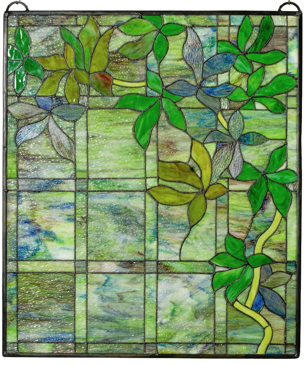 Horizontal Corner Vines Stained Glass Window (FX308R)