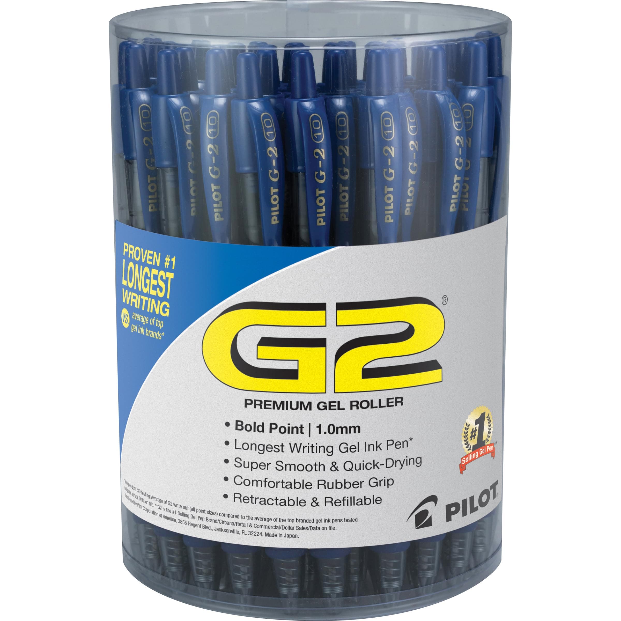 G2 Premium Gel Roller Pen, Retractable and Refillable, Bold Point 1 mm, Blue Ink, 36 Count