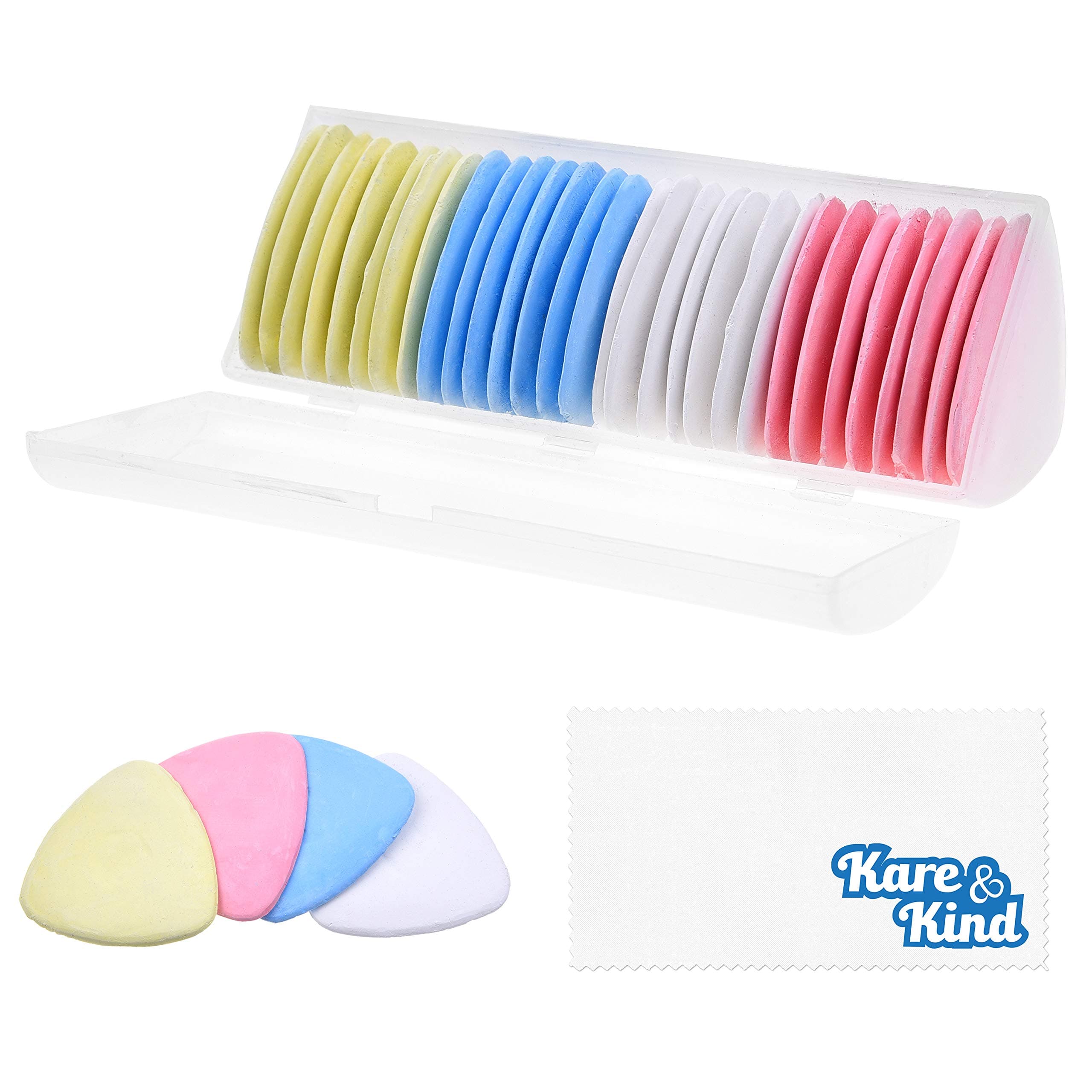 Kare Kind 30x Tailor's Chalk - Sewing Notions and Accessories - Triangular Fabric Markers for Crafting, Sewing, Quilting - Comes with A Plastic Storage Box - 4 Colors Available