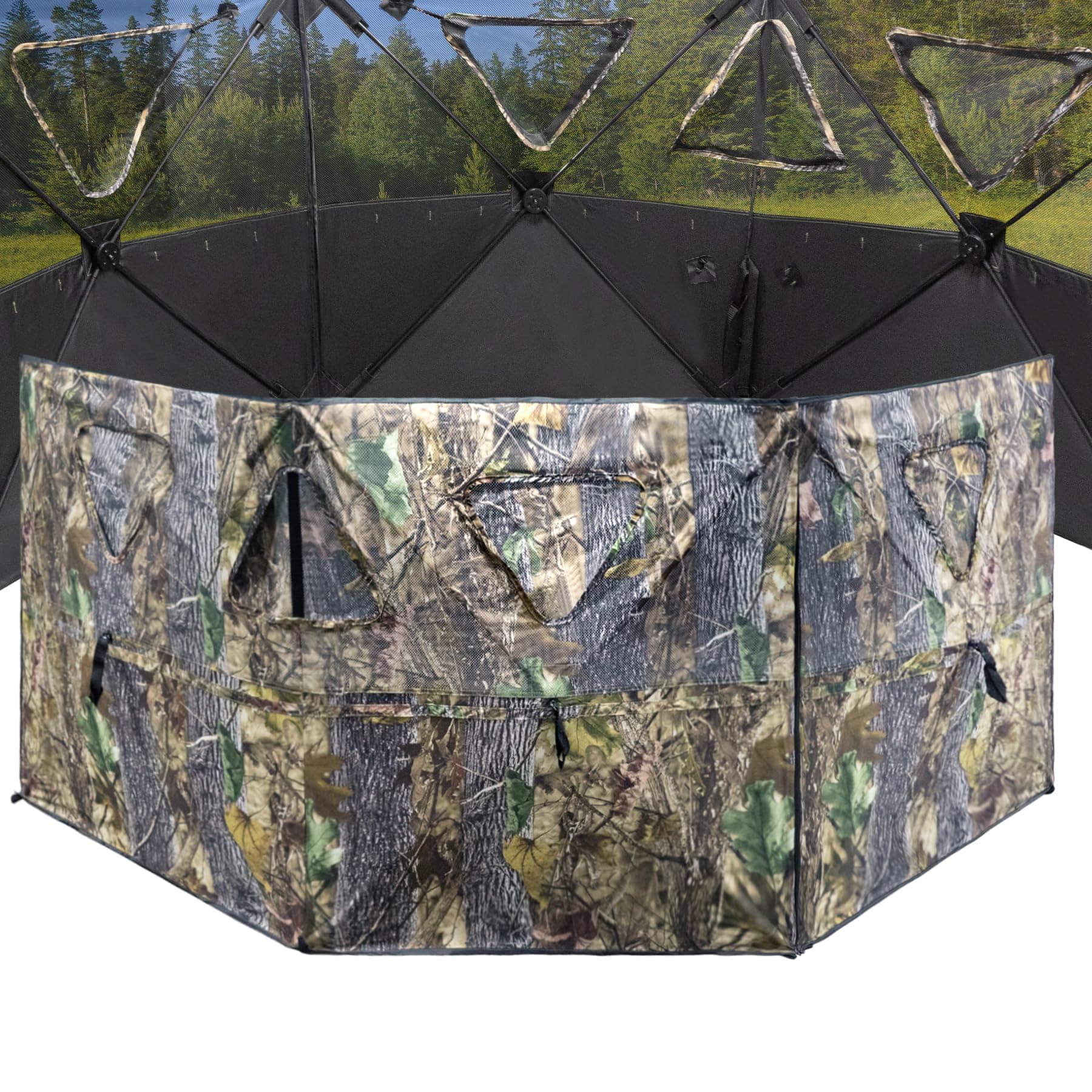 Hunting Blind 3-Panel See Through Ground Blind with Carrying Bag Portable & Silent Pop-Up Hunting Ground Blinds for Deer Waterflow Turkey Hunting