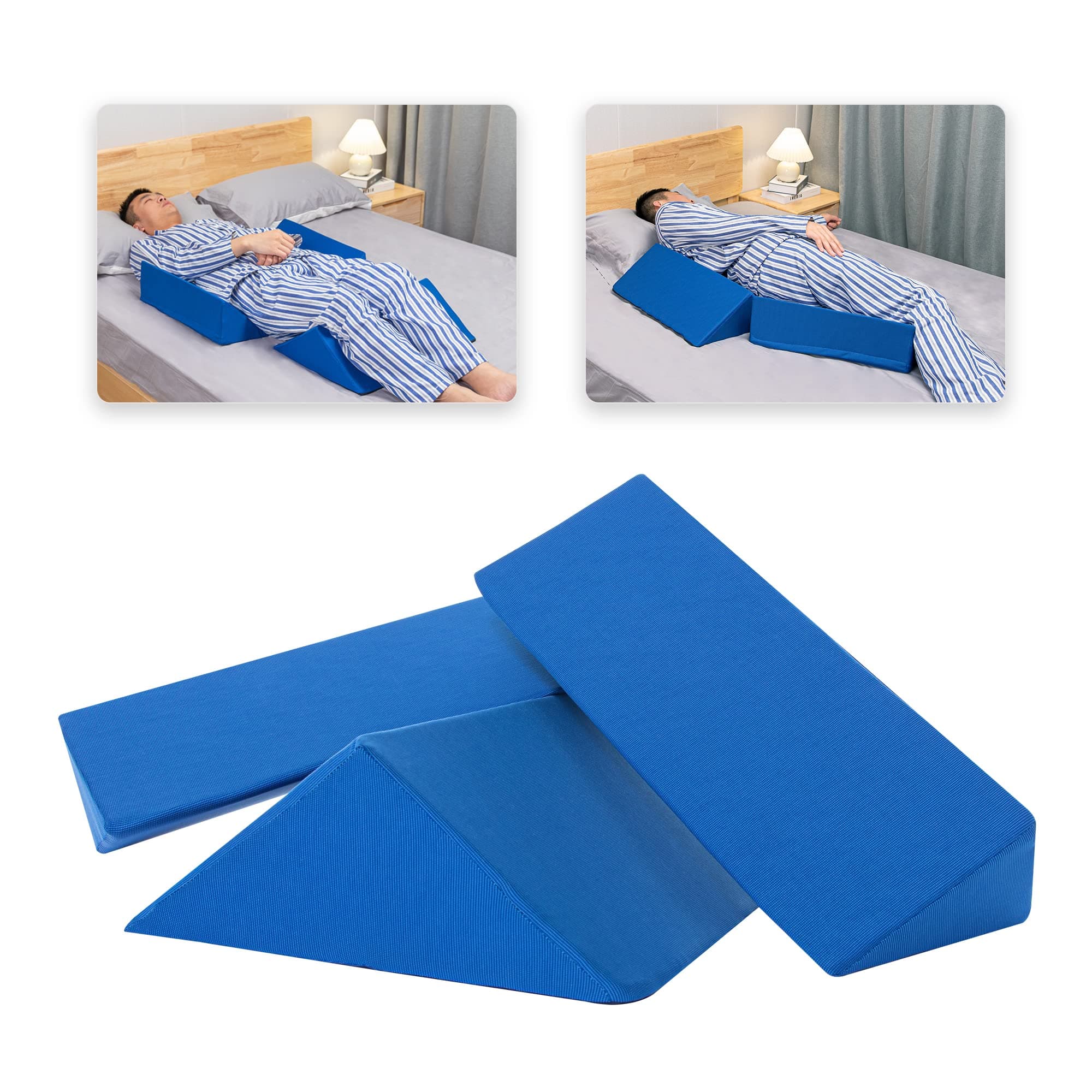 Positioning Wedge Pillow for Side Sleeping (3 in 1), 40 Degree Triangle Bed Wedges & Body Positioners for Back Pain, Preventing Bedsores, After Surgery, Knees Elevated, Pregnancy