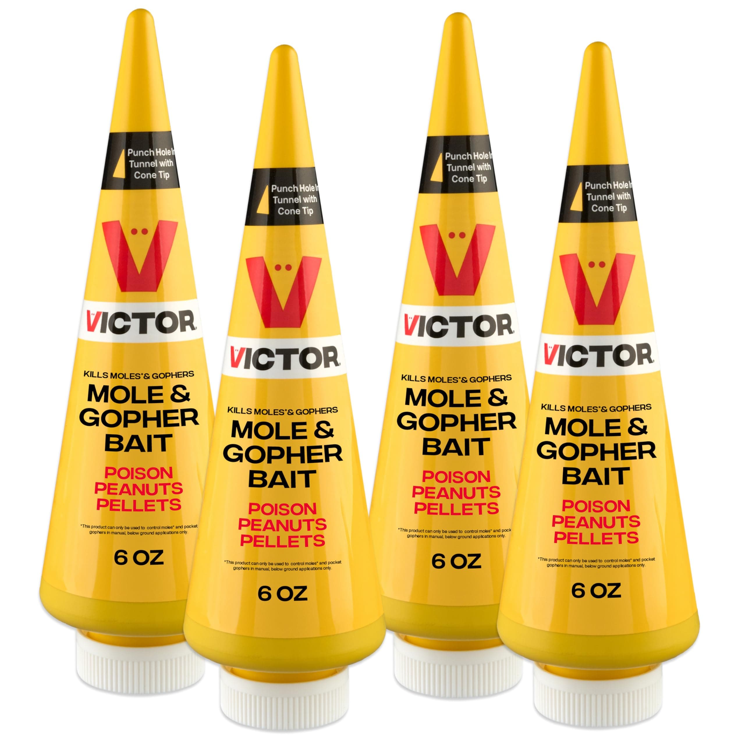 Victor M6006 Outdoor Mole & Gopher Poison Peanuts - Mole and Gopher Bait Killer - 4 Pack