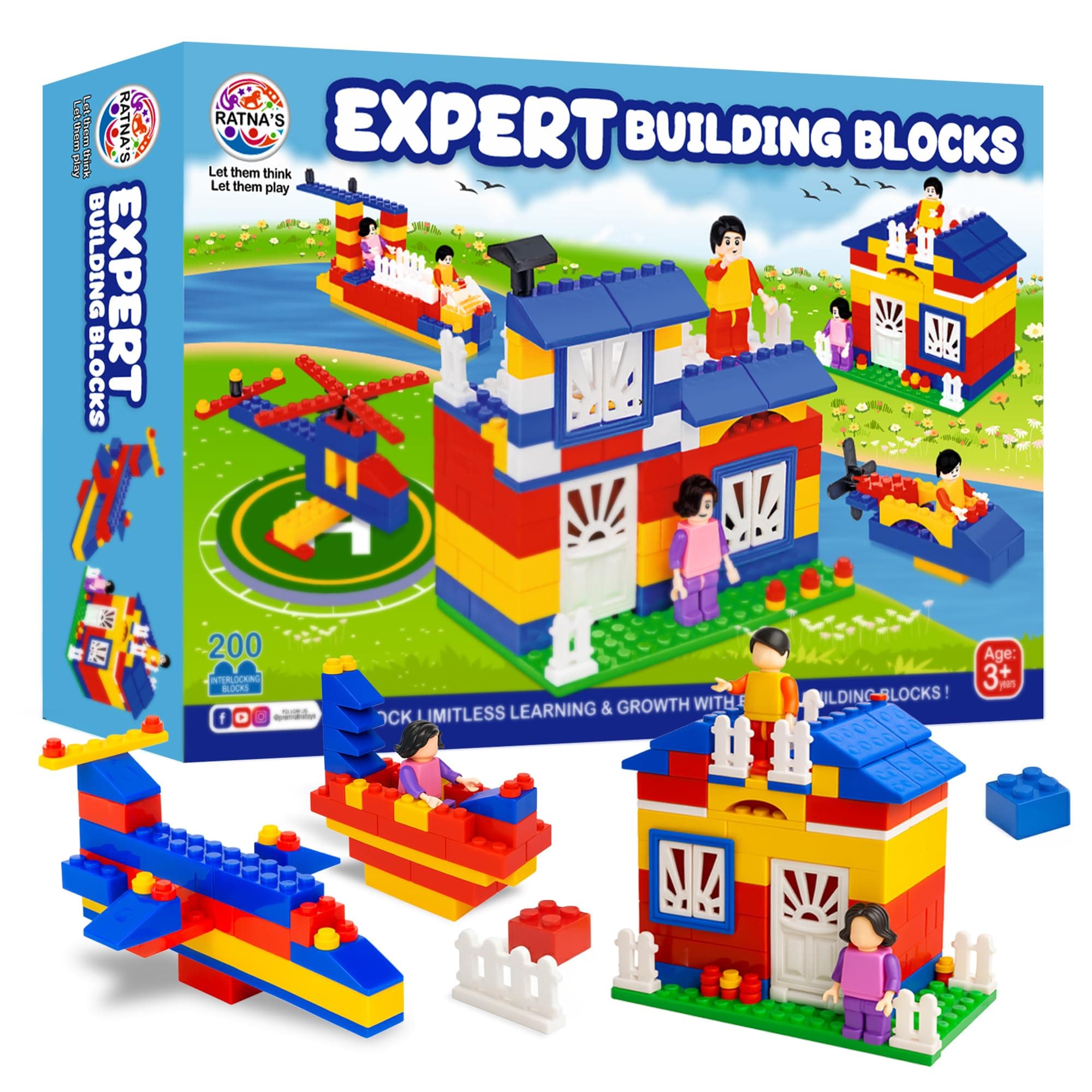 TOYZTREND Expert Master Building Blocks for Kids, 200 Interlocking Pieces. let Your Kid Make Everything he/she Dreams of. Improves Logical Thinking and Cognitive Skills of Kids (Multicolour)