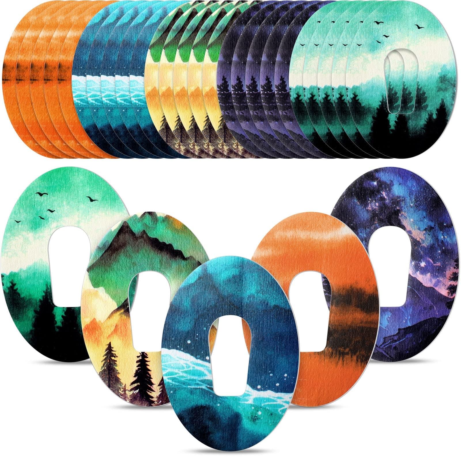 Panelee Adhesive Patch Compatible with Dexcom G6 Waterproof Adhesive Tape Patches, Natural Landscape Style Split Backing, CGM Tape Compatible with Dexcom G6 Sensors, 5 Styles (25)