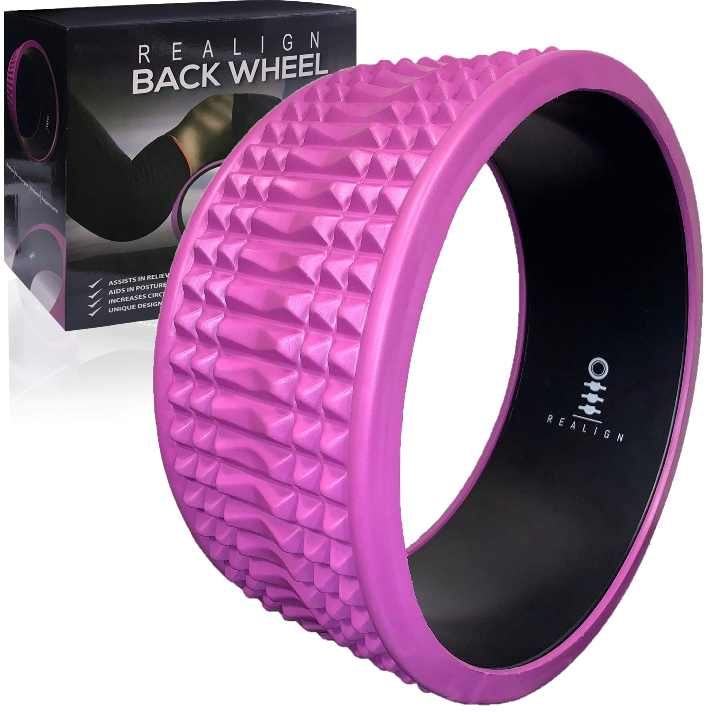 Realign Back Wheel: Trigger Point, Yoga Wheel, Foam Roller, Deep Tissue, Back Massager, for Mobility and Back Pain Relief (Purple/Black)