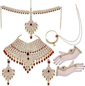 Wedding Designer Gold Plated Dulhan Choker Bridal Set with sheeshpatti for Girls & Women (2475-L1ZS-KD124-)