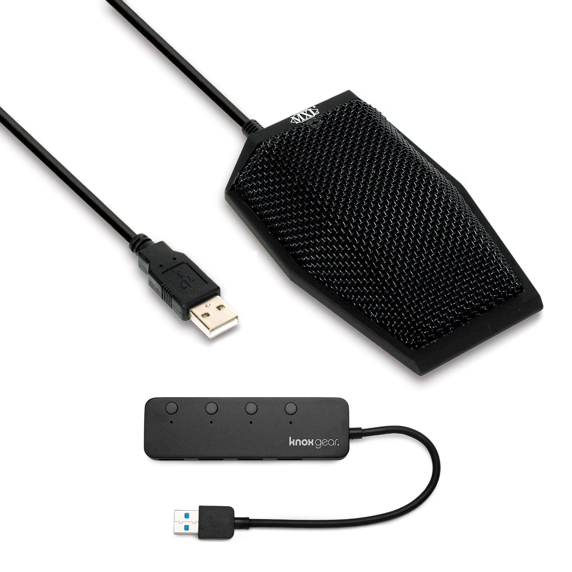 MXL AC-404 USB-Powered Conferencing Microphone Bundle with 4-Port 3.0 USB Hub (2 Items)