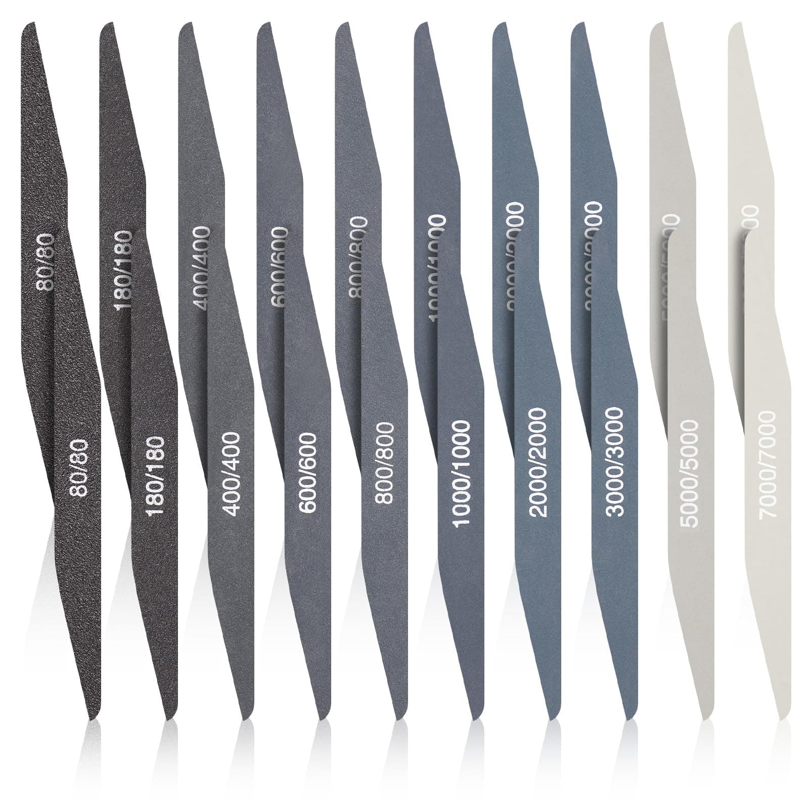 Honoson 20 Pcs Sanding Sticks for Plastic Models 3D Print Polishing Sticks Assorted Metal and Wood Sanding Tools Accessory for Model Craft Amateur Beginner(Low Grits Rating,Double Angle Shape)