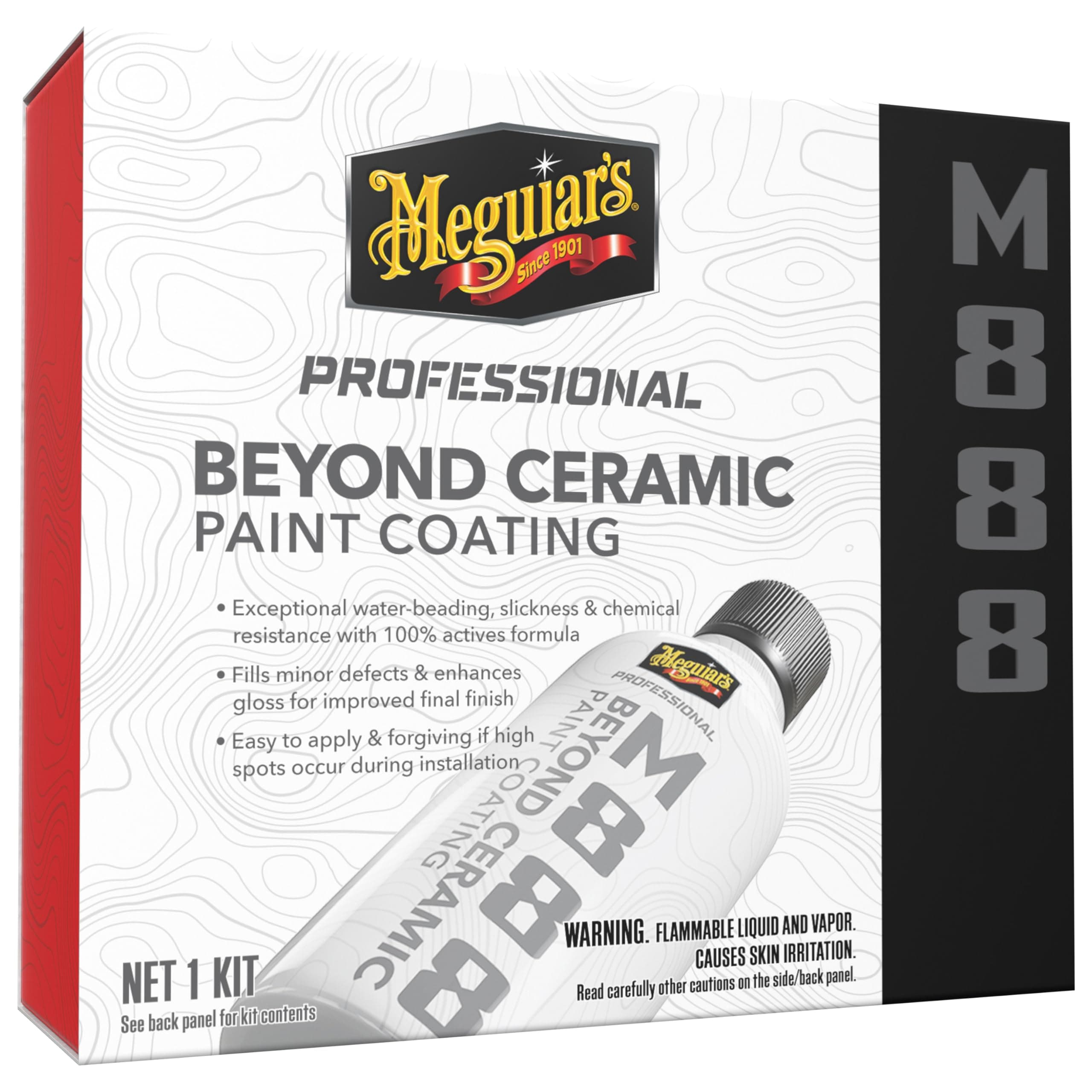 Meguiar's Professional Beyond Ceramic Paint Coating M888 - Multi-Year Ceramic Coating For Cars, Easy to Apply, Fills in Minor Defects with Exceptional Water Beading, Slickness, and Chemical Resistance