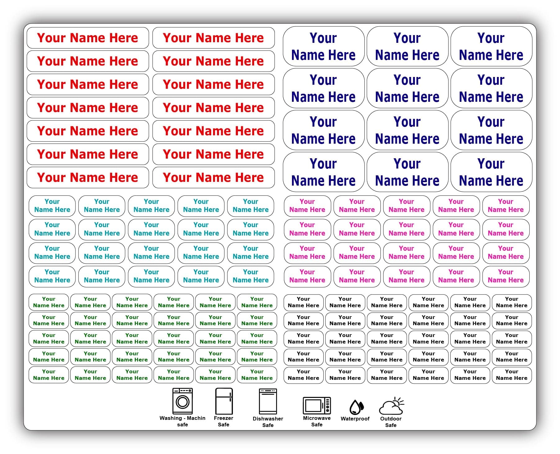 126 Personalized Waterproof Name Labels. Press and Stick Multi use Custom Name Labels. Highly Durable Customized Name Stickers with Permanent Self Adhesive. Great for School, Daycare or Camp
