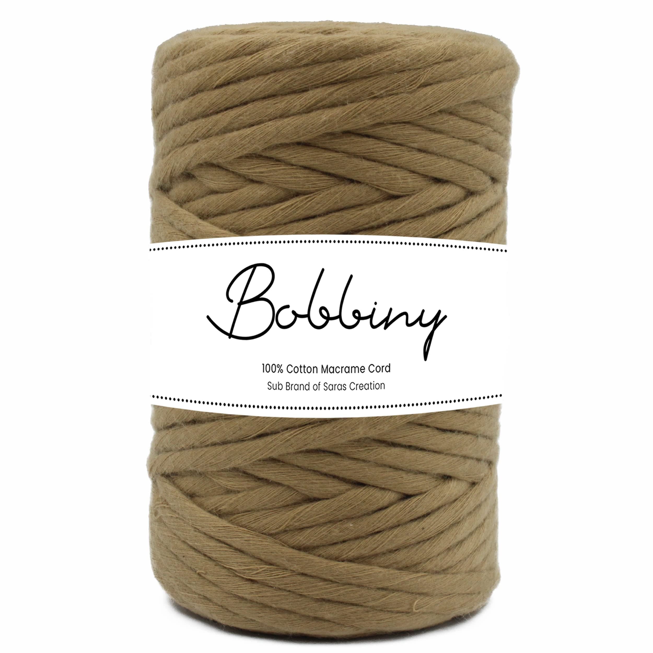 BOBBINY | Single Strand Cotton Macrame Cord Thread Rope for Crafts, Macrame DIY and Other Projects | Dark Brown | 4mm, 100 Meter