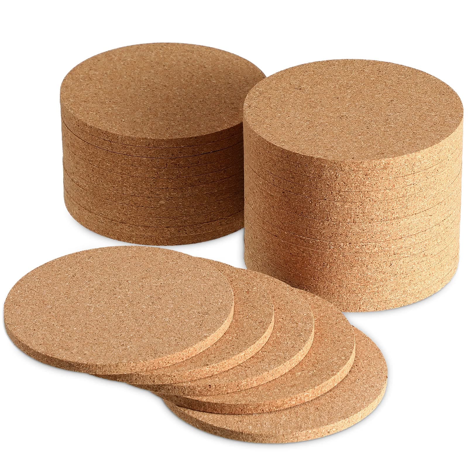 60 Pcs Cork Coaster Bulk 4 Inch Round Cork Coasters for Drink, Absorbent Heat Resistant Drink Coaster Reusable Blank Coasters for DIY Crafts Laser Engraving Tabletop Protection Party Decor