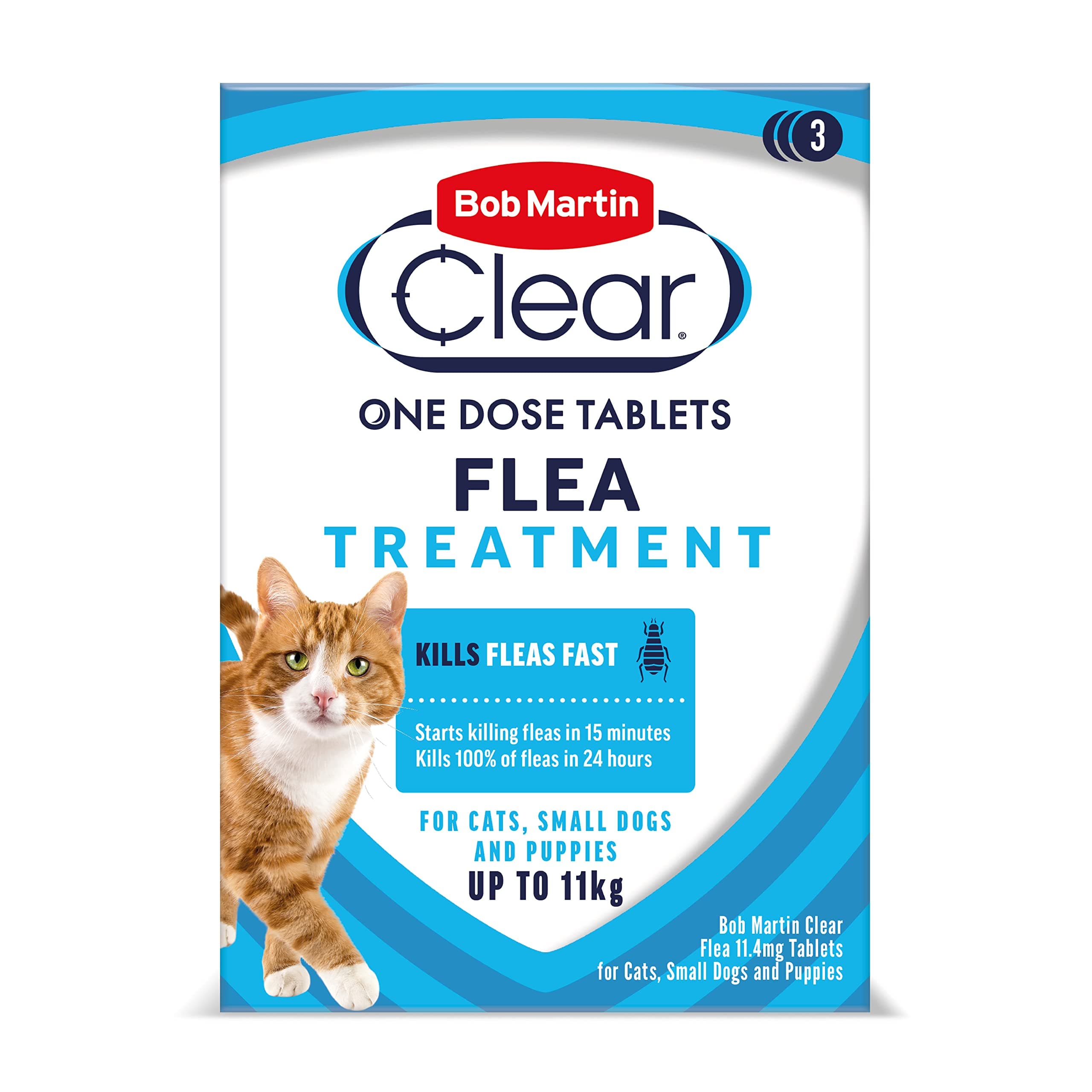 Clear Flea Treatment for Cats (3 Tablets) - Kills 100% of Fleas within 24 Hours