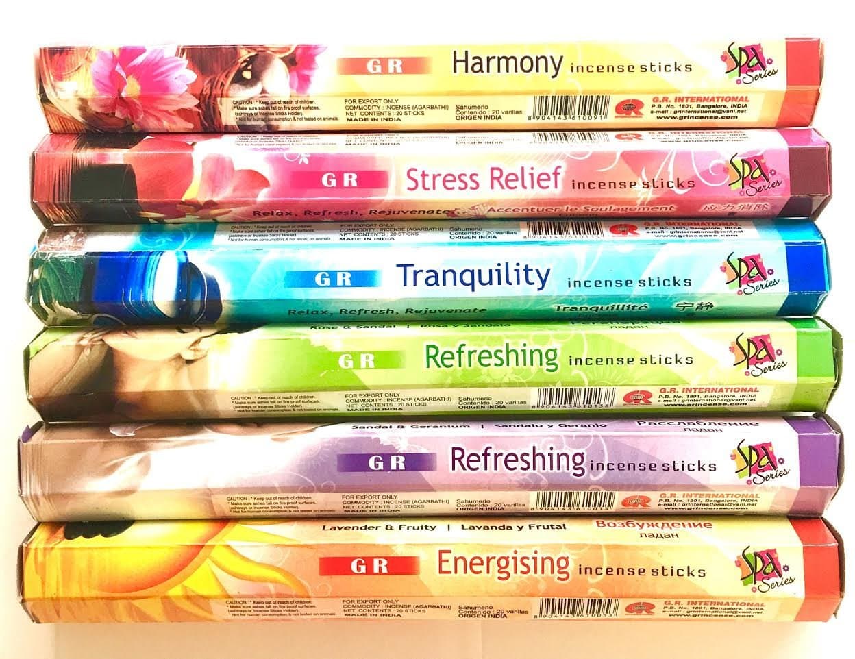G.R. GR Incense Sticks 6 Boxes X 20 Sticks, Variety Pack (#3)