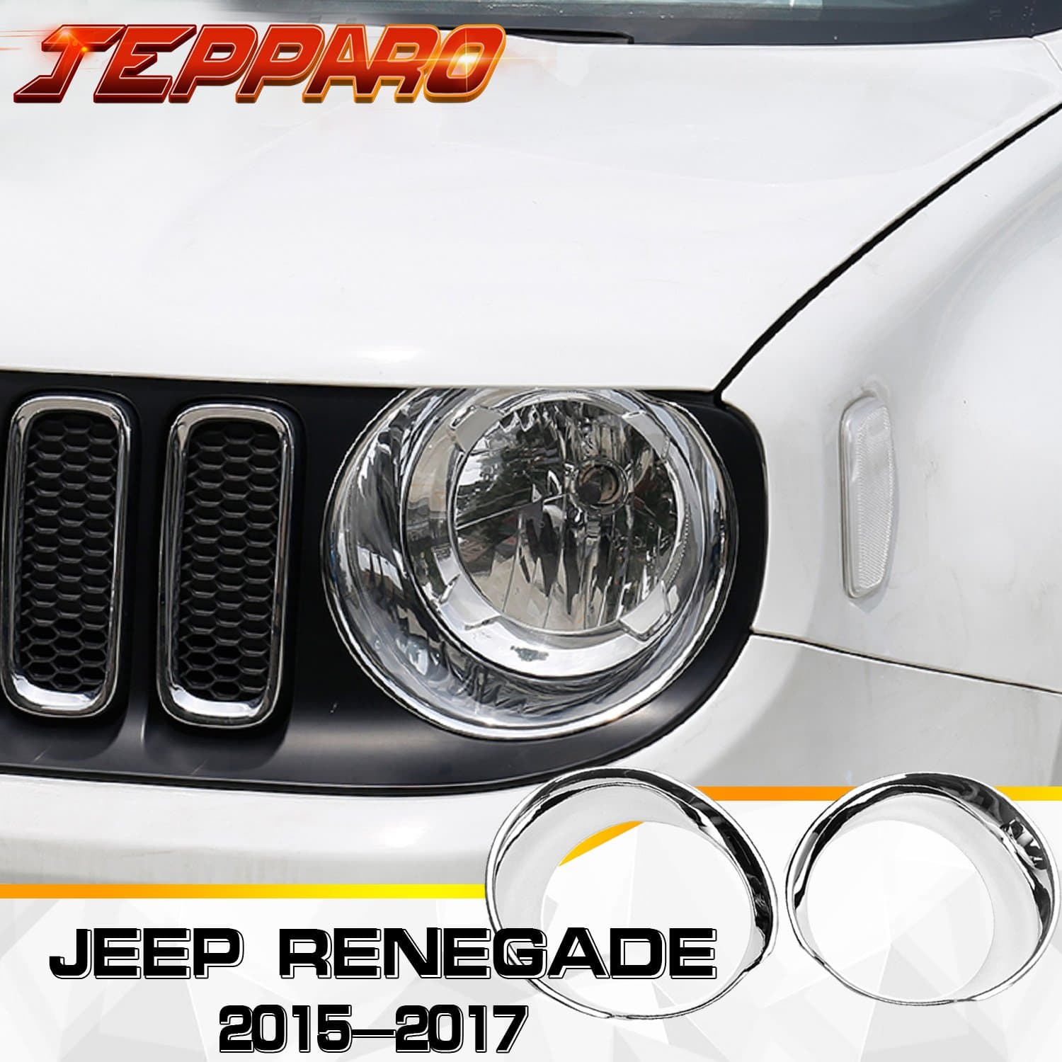 jepparo Headlight Decorative Coverage of the ABS Chrome Plated silver