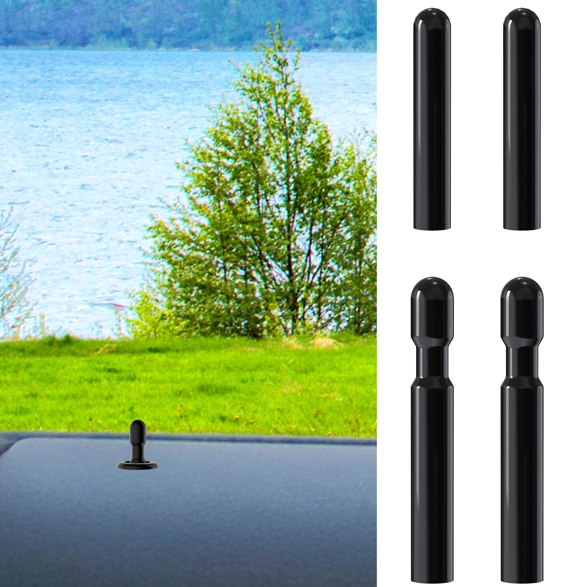 Rldym 4PCS Front and Back Door Lock Pull Knob Control Post Pin 2PCS D9ZZ-6621850-B 2PCS FODZ-5421850-A for Ford Escort 1983-1986 (Black)