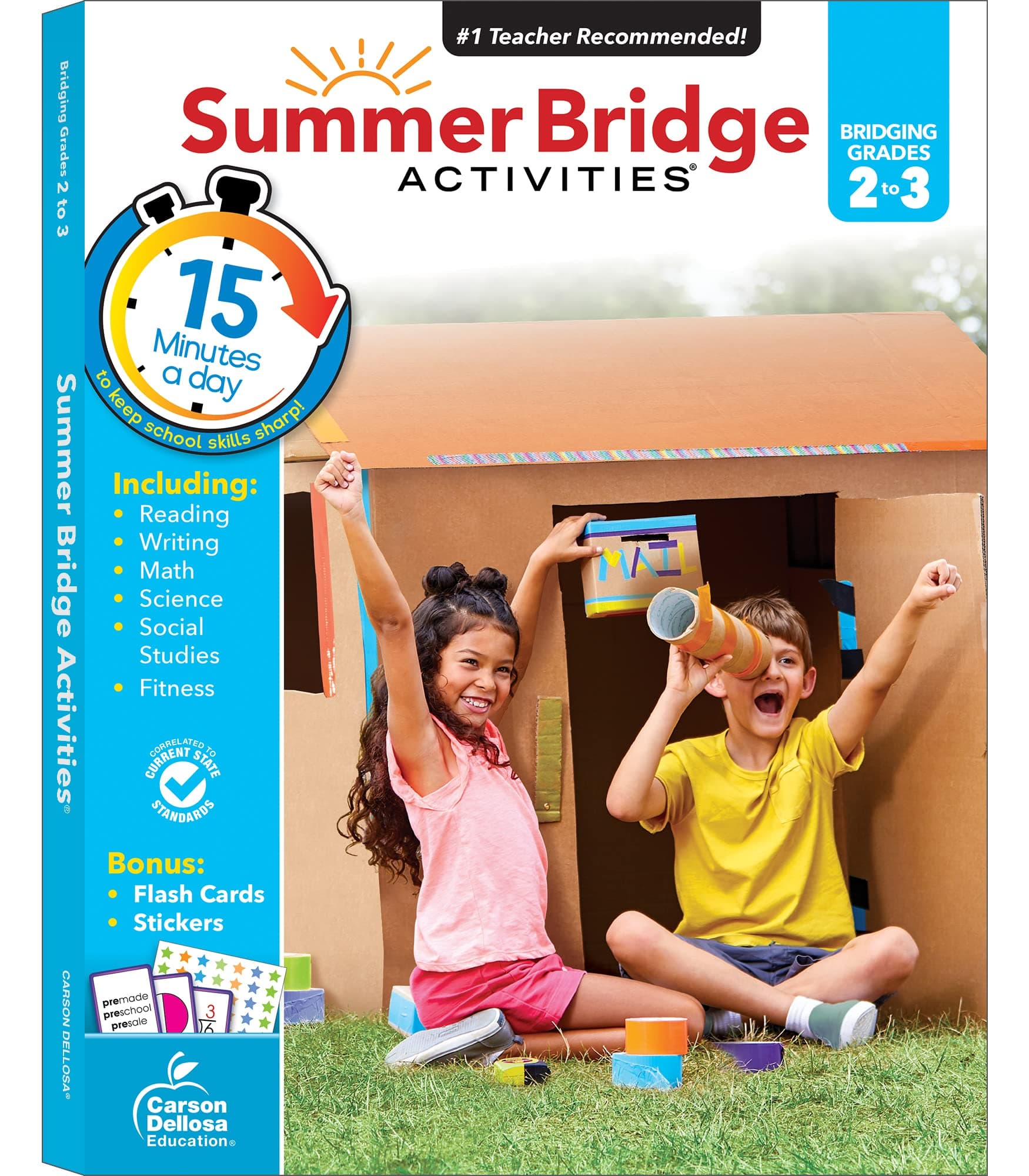 Summer Bridge Activities 2nd to 3rd Grade Workbooks, Activity Book with Math, Reading Comprehension, Science, Fitness, Social Studies, Writing Practice, and Flash Cards (Volume 4)