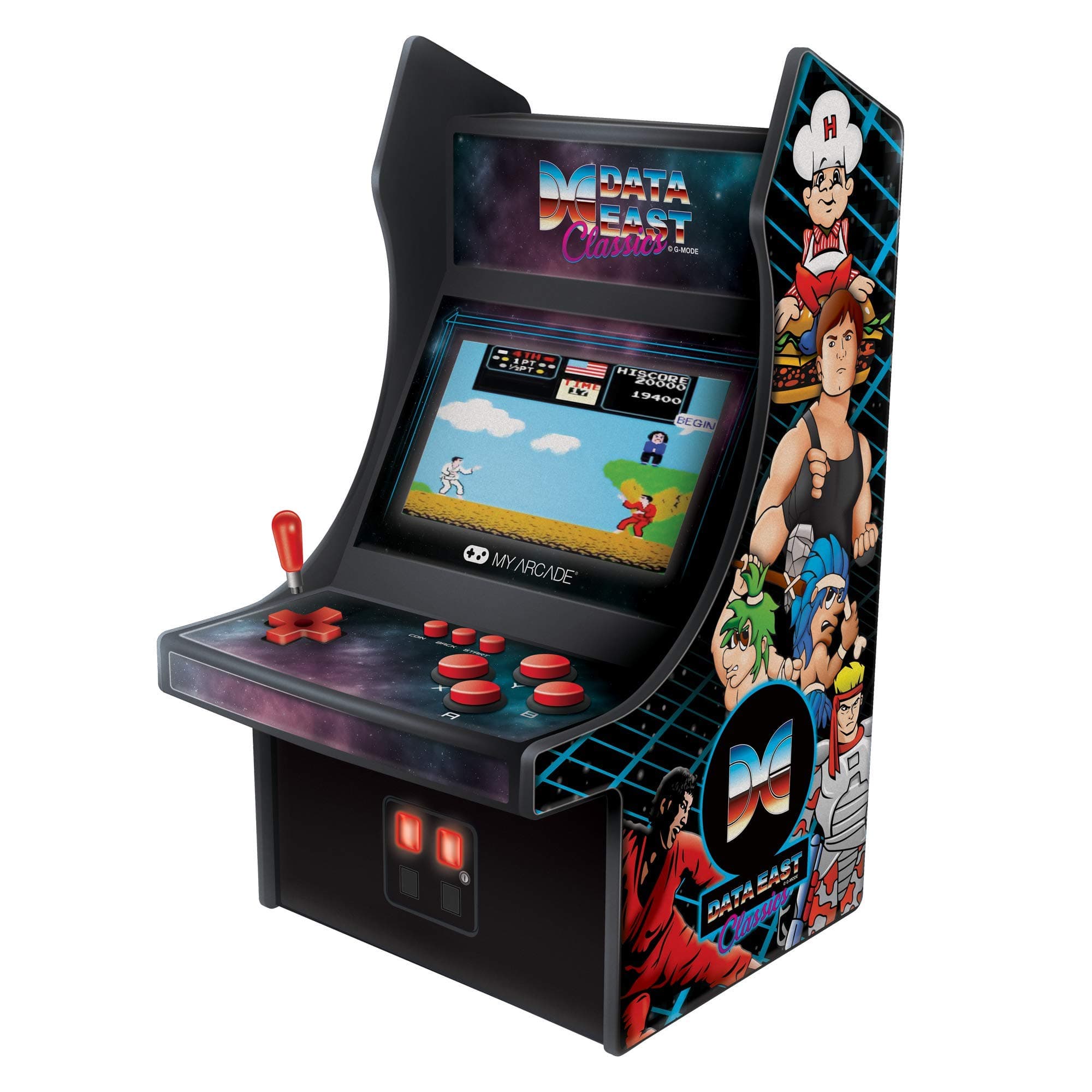 Data East Classics Mini Player - 10 Inch Mini Arcade Machine Cabinet - 34 Retro Games Included - Heavy Barrel, Caveman Ninja, and More - Licensed Collectible