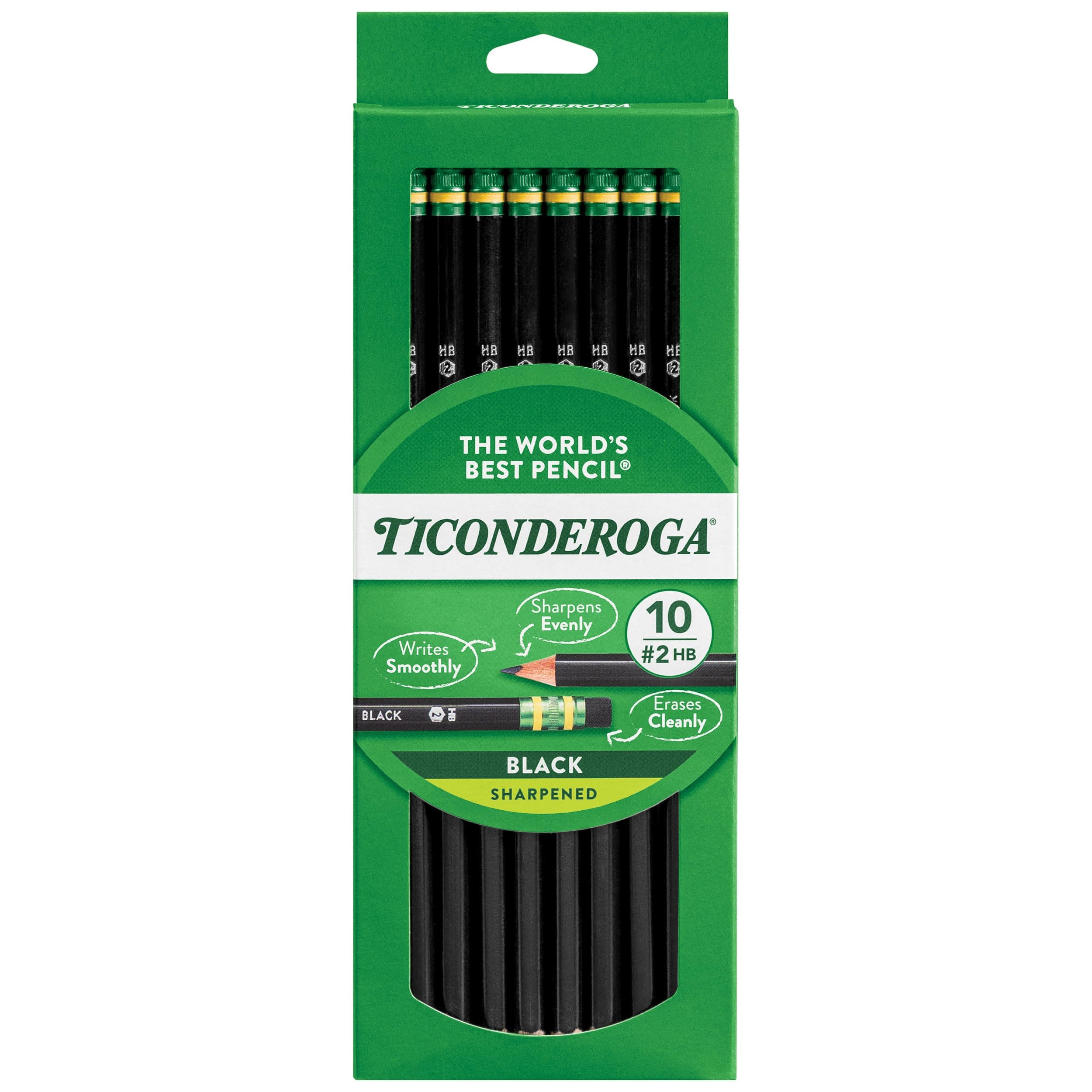 Pencils, Wood-Cased Graphite #2 HB Soft, Pre-Sharpened, Black, 10-Pack (13915)
